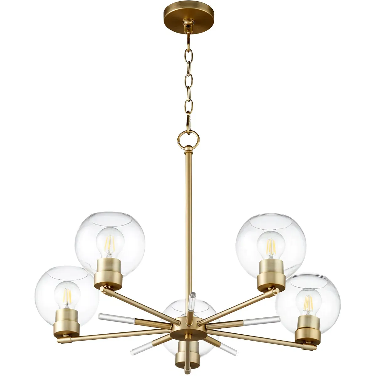 Quorum Volan 5-Light Chandelier - Aged Brass, Clear Glass product