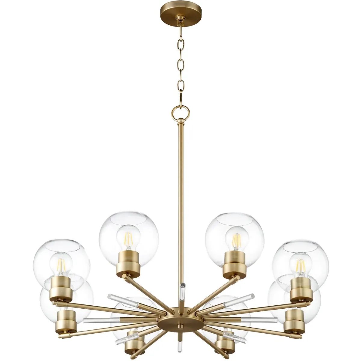 Quorum Volan 8-Light Chandelier - Aged Brass, Clear Glass product