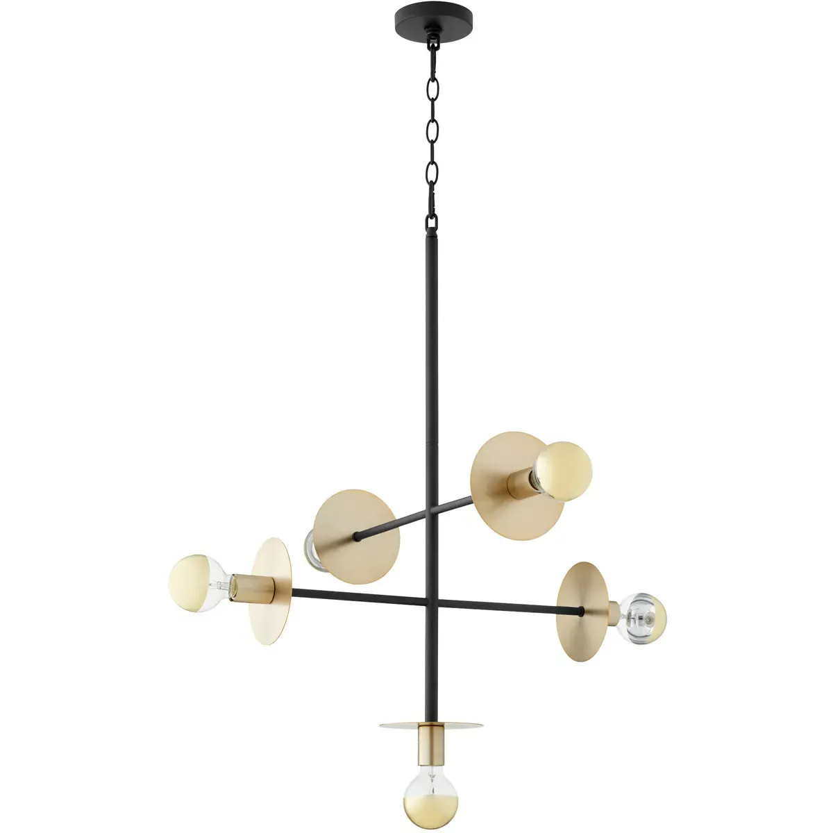 Quorum Voyager 5-Light 24 inch Pendant - Noir, Aged Brass product