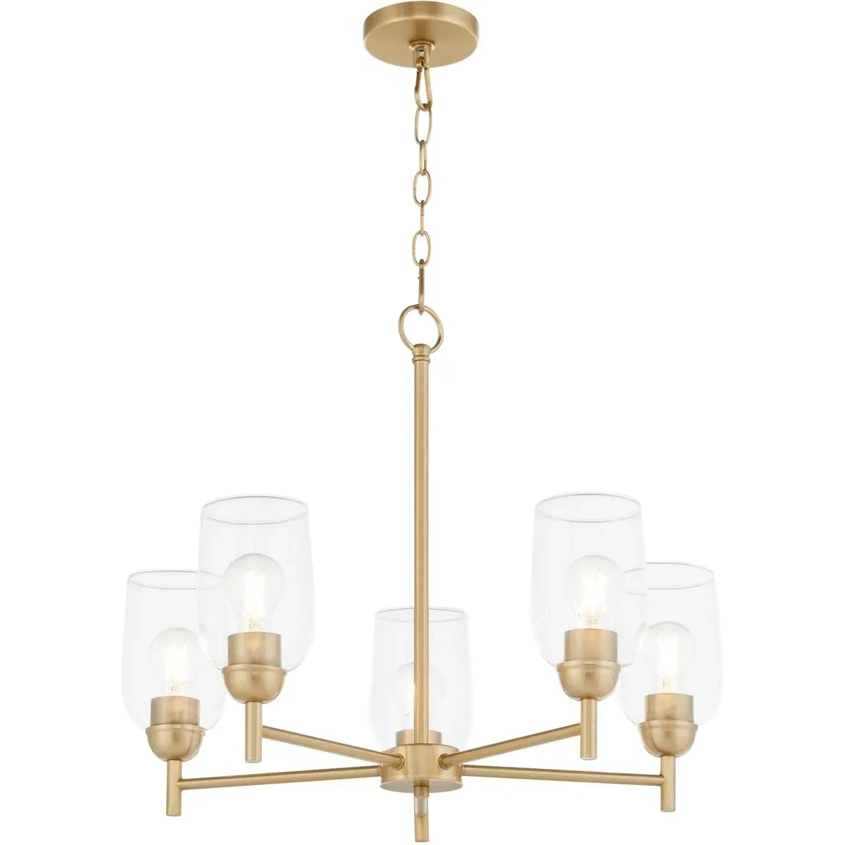Quorum Wallinger 5-Light Chandelier - Aged Brass, Clear Glass alternate view