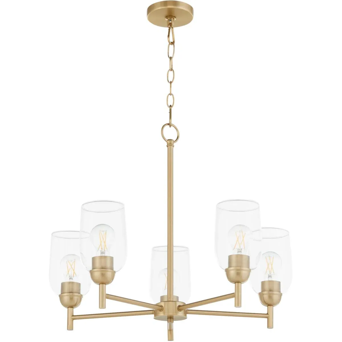 Quorum Wallinger 5-Light Chandelier - Aged Brass, Clear Glass product
