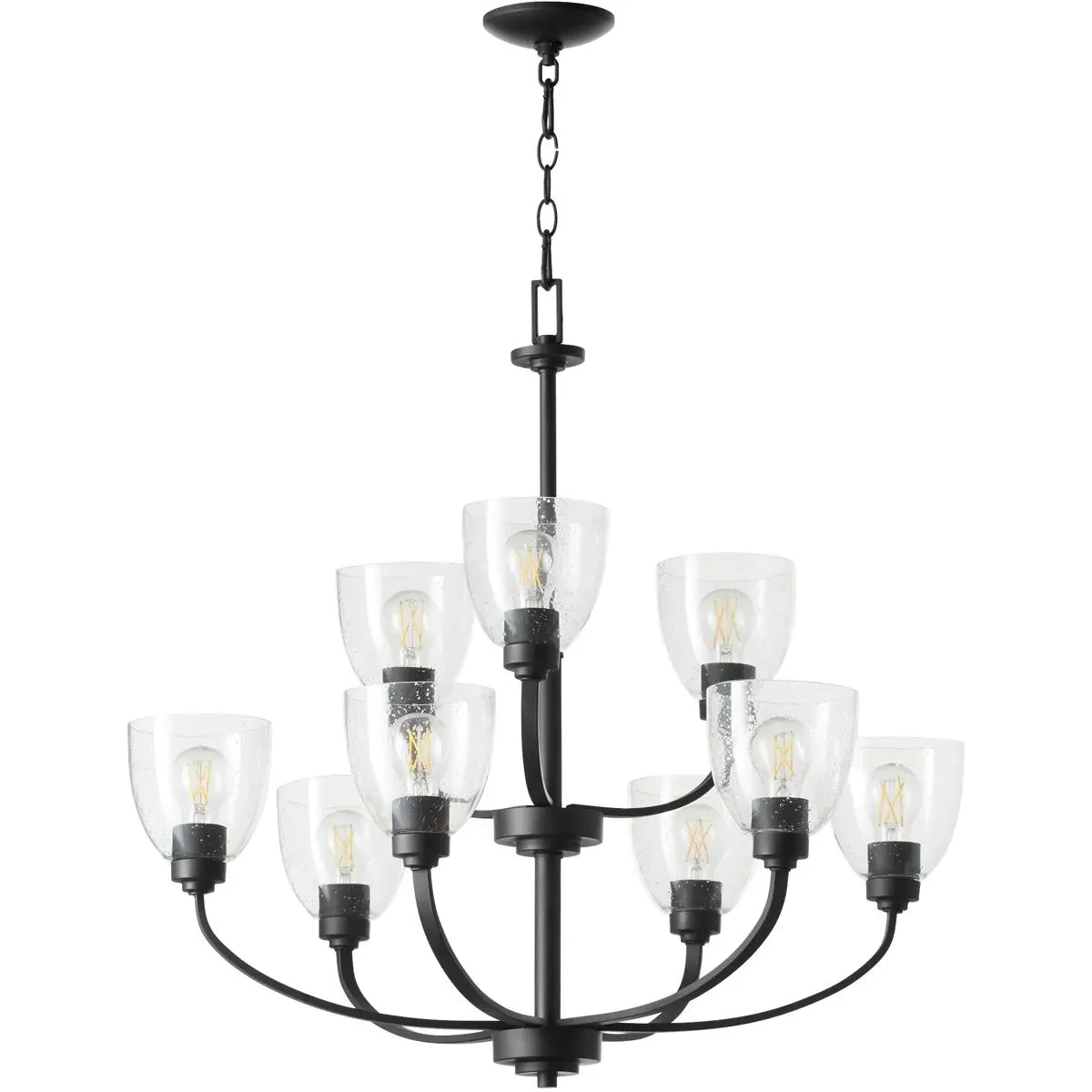 Reyes 9-Light Chandelier - Textured Black, Clear Seeded Glass product