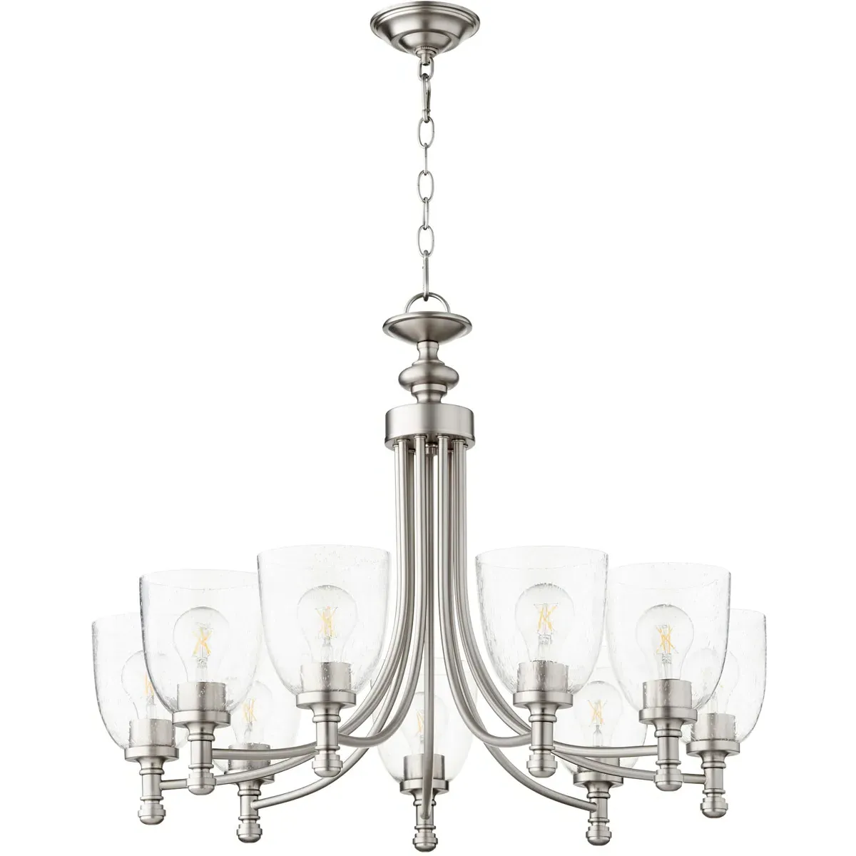 Rossington 9-Light Chandelier - Satin Nickel, Clear Seeded Glass product
