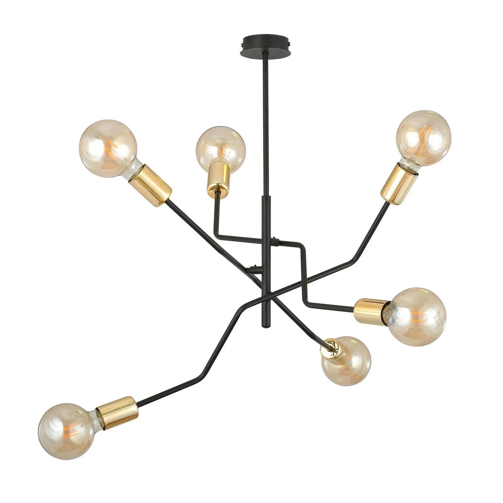 euluna-bolt-ceiling-light-black-gold-six-bulb image