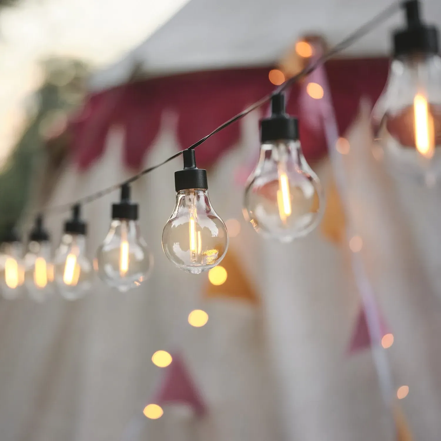 20-Bulb Solar Festoon Lights - Warm White product