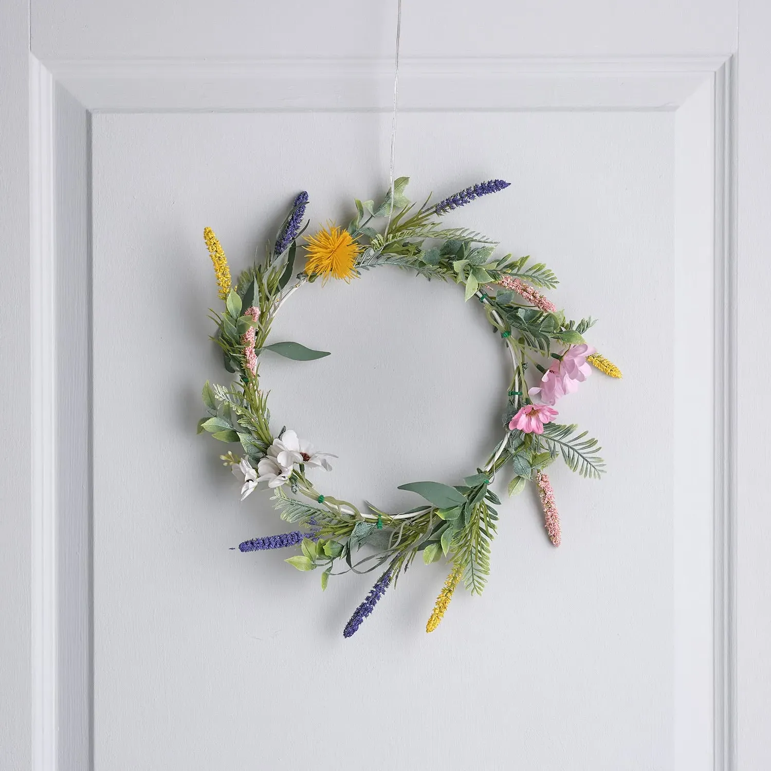 20cm Pre-Lit Spring Flower Wreath - Warm White alternate view