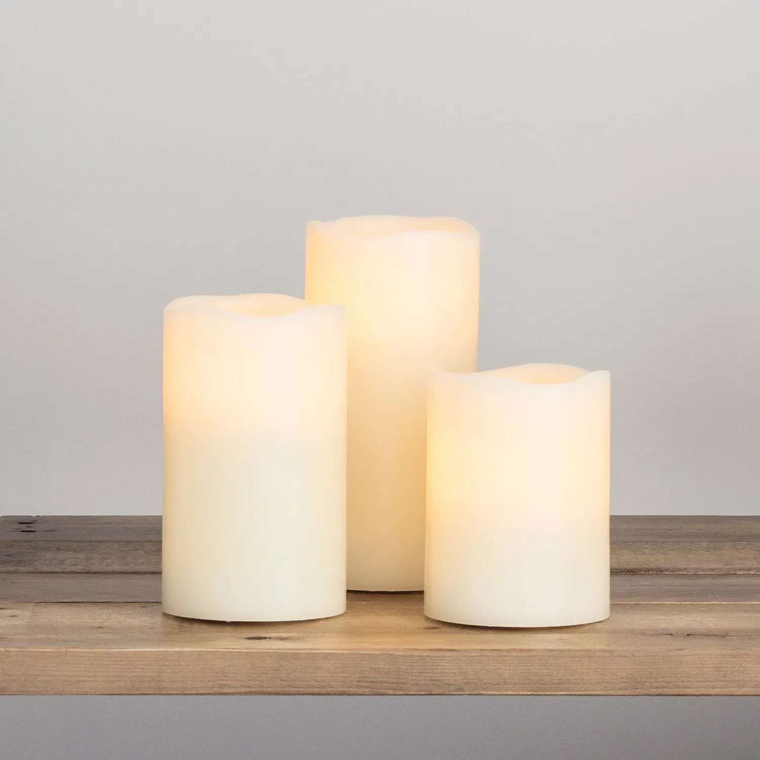 3-Piece LED Pillar Candles - Amber, Wax product