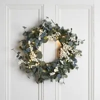 40cm Pre-Lit Eucalyptus Wreath - Green, Faux alternate view