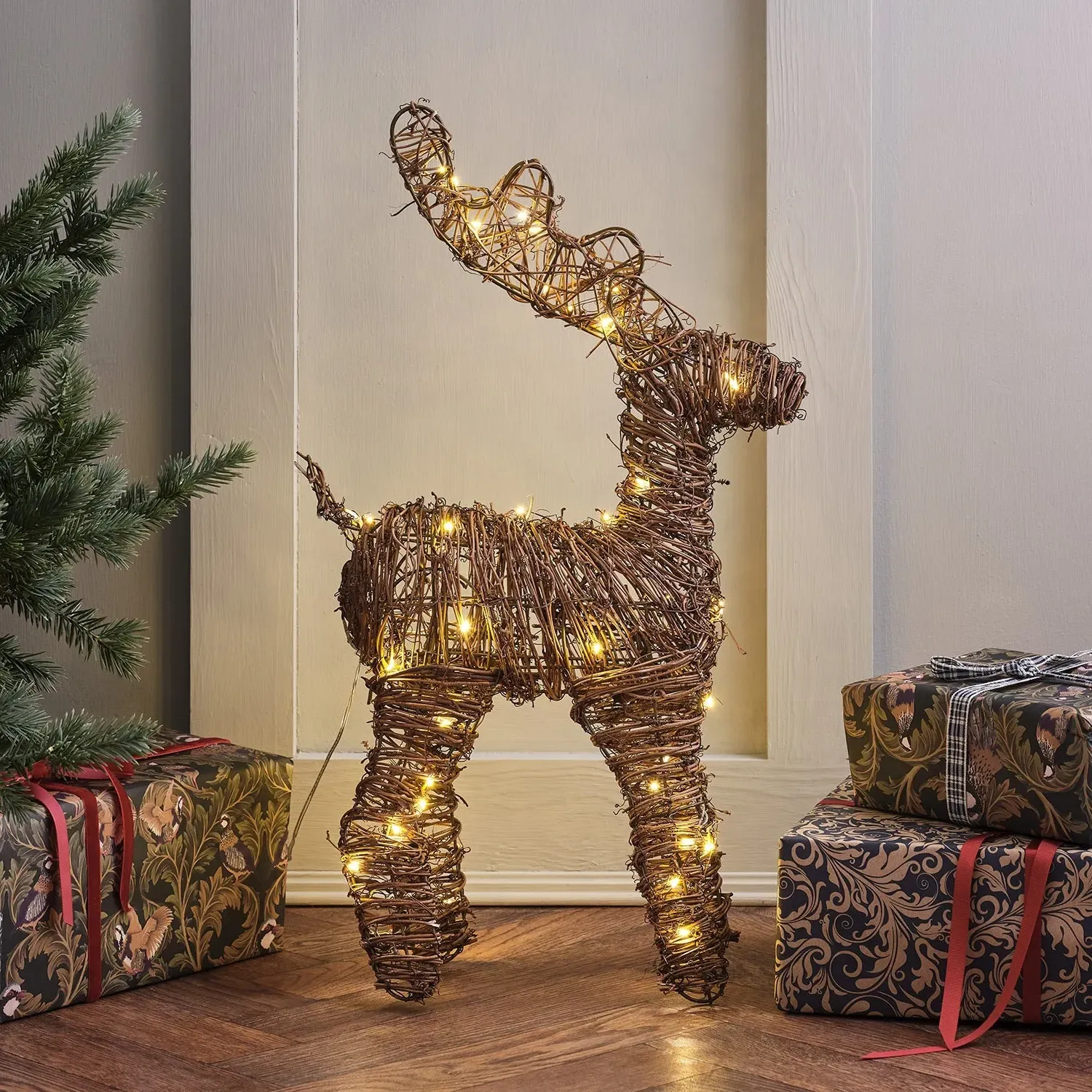 55cm LED Reindeer Figure - Warm White, Rattan alternate view