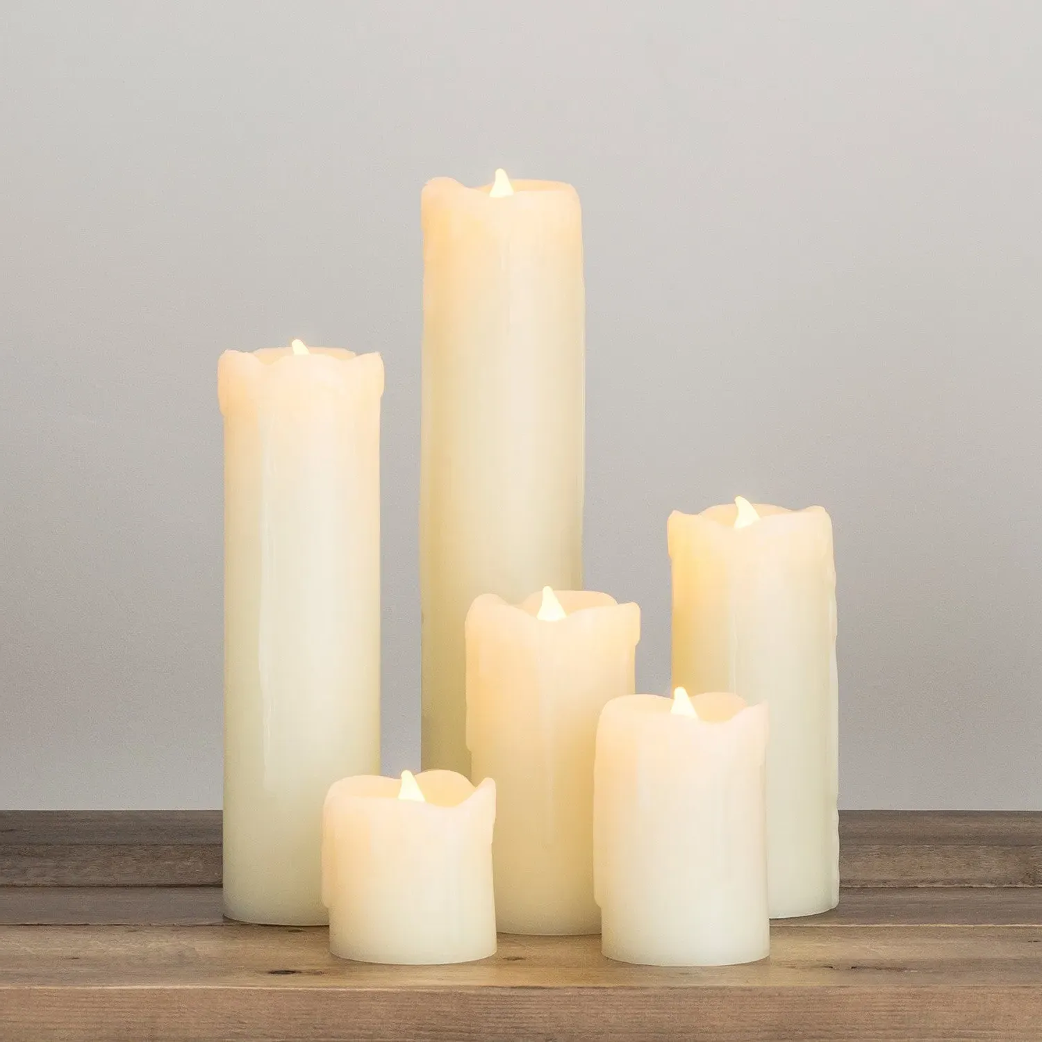 6-Piece LED Candle Set with Dripping Wax - Amber product