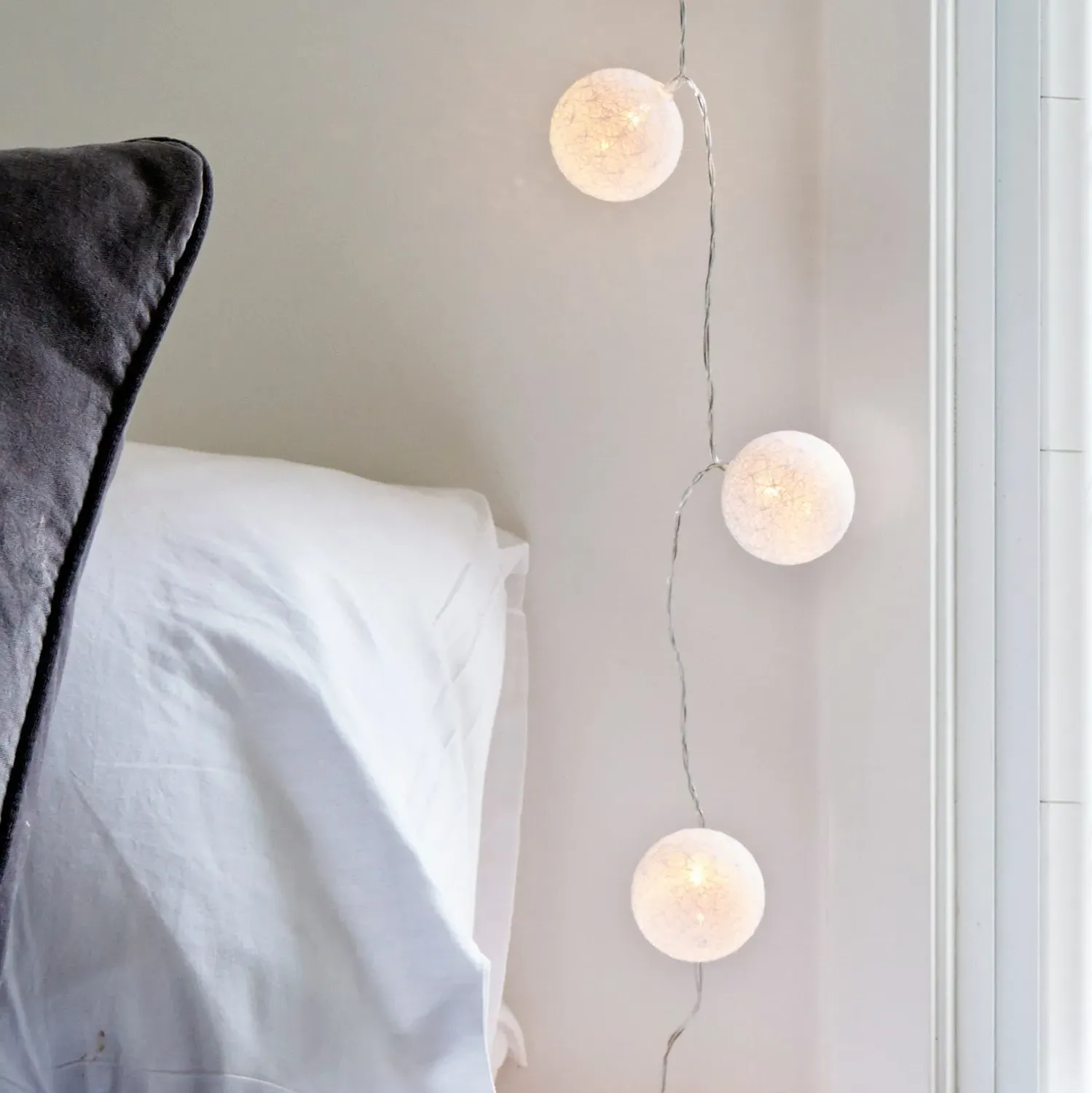 Cotton Ball Fairy Lights - Warm White, Cotton alternate view