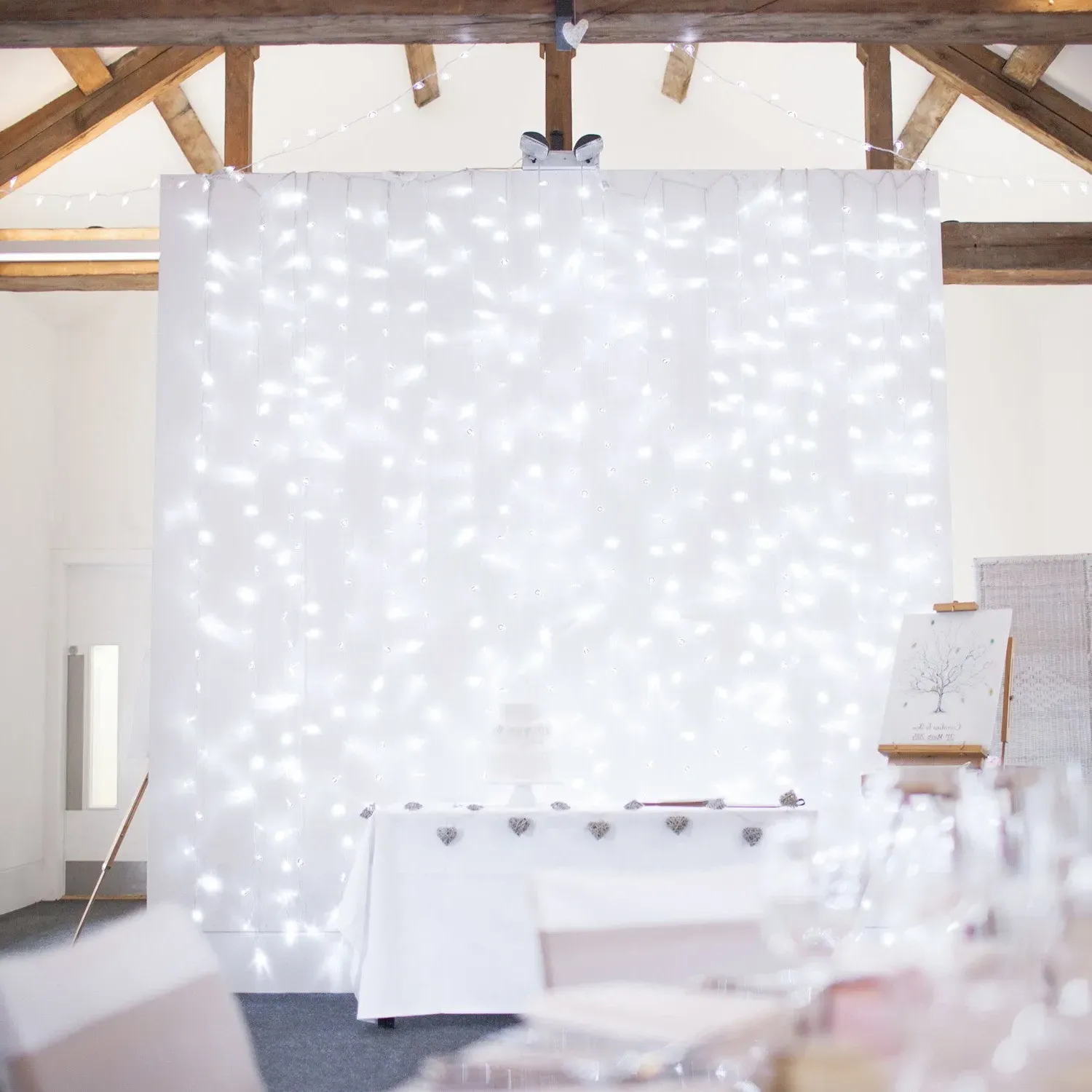 2m Connectable Curtain Lights - White, Clear Cable alternate view