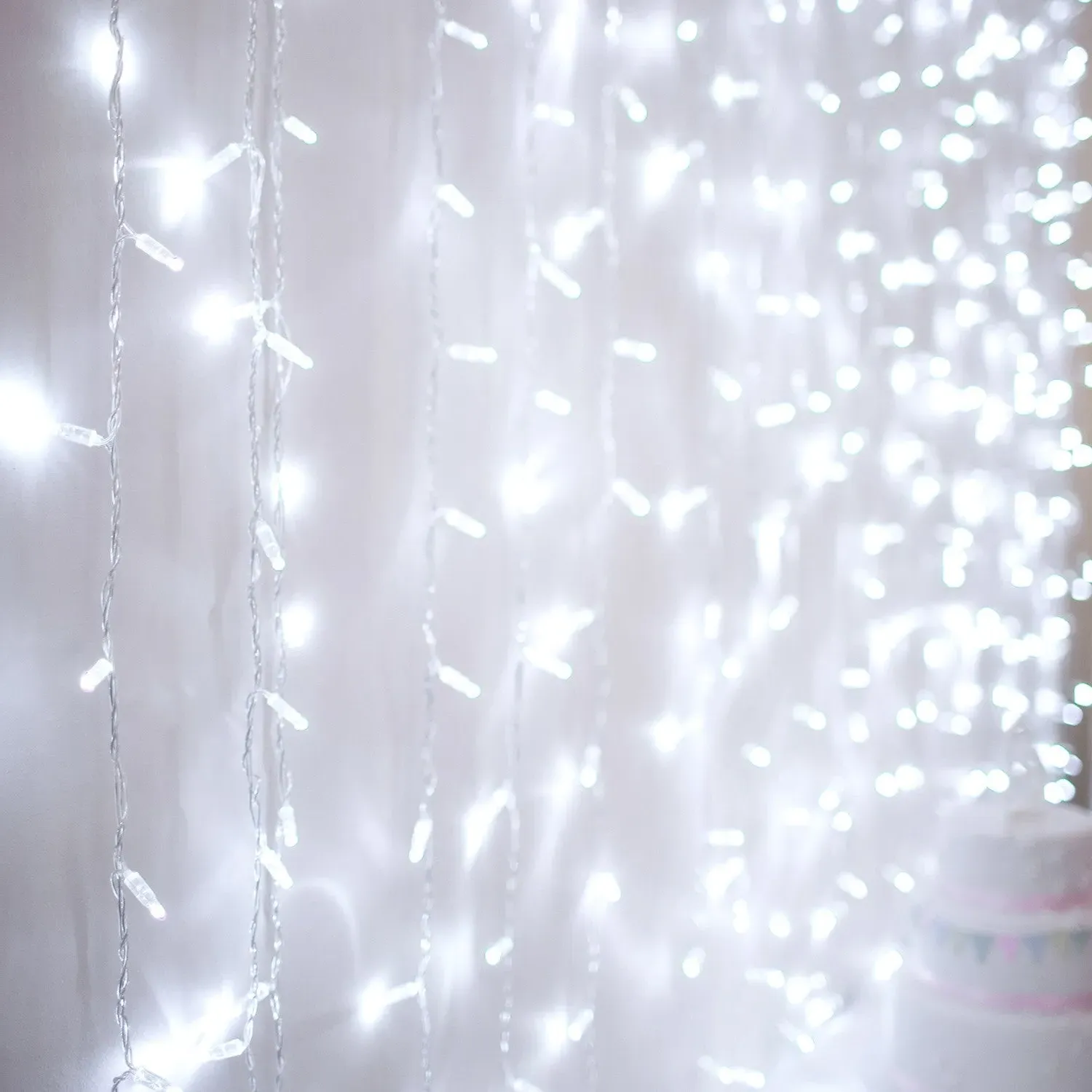 2m Connectable Curtain Lights - White, Clear Cable product