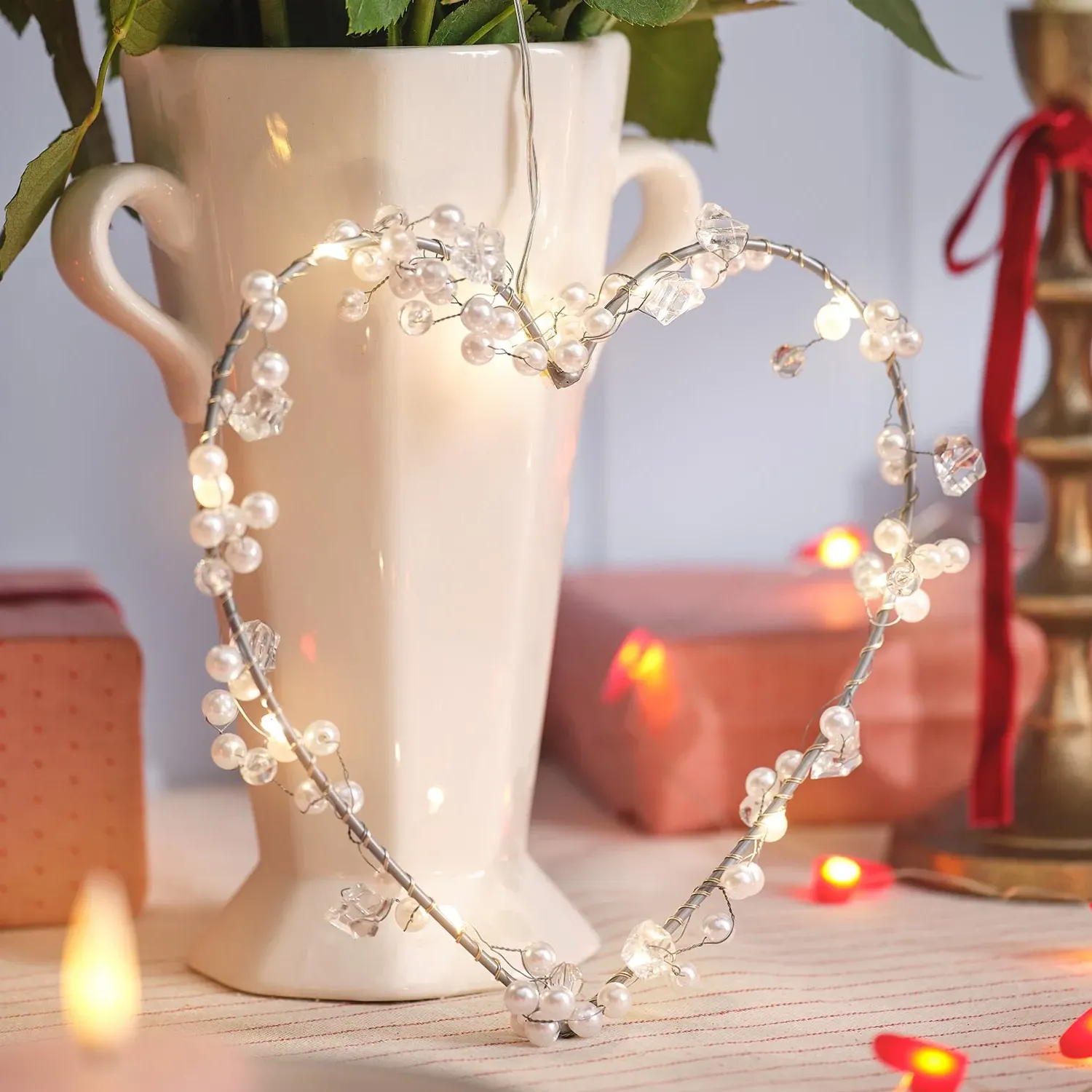 Heart Wreath with LED Lights - Warm White product