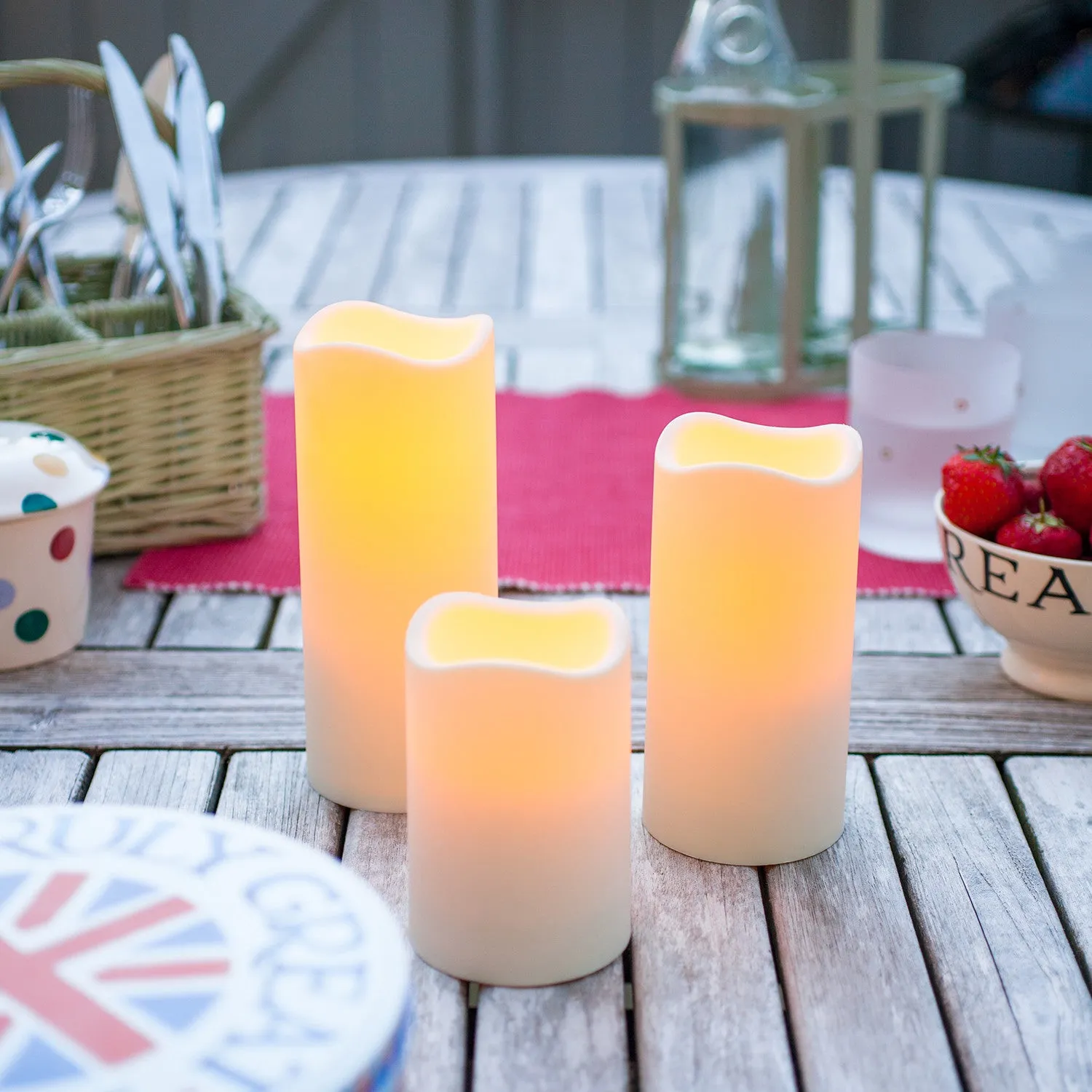 Large Outdoor Battery LED Candle - Ivory, Plastic alternate view