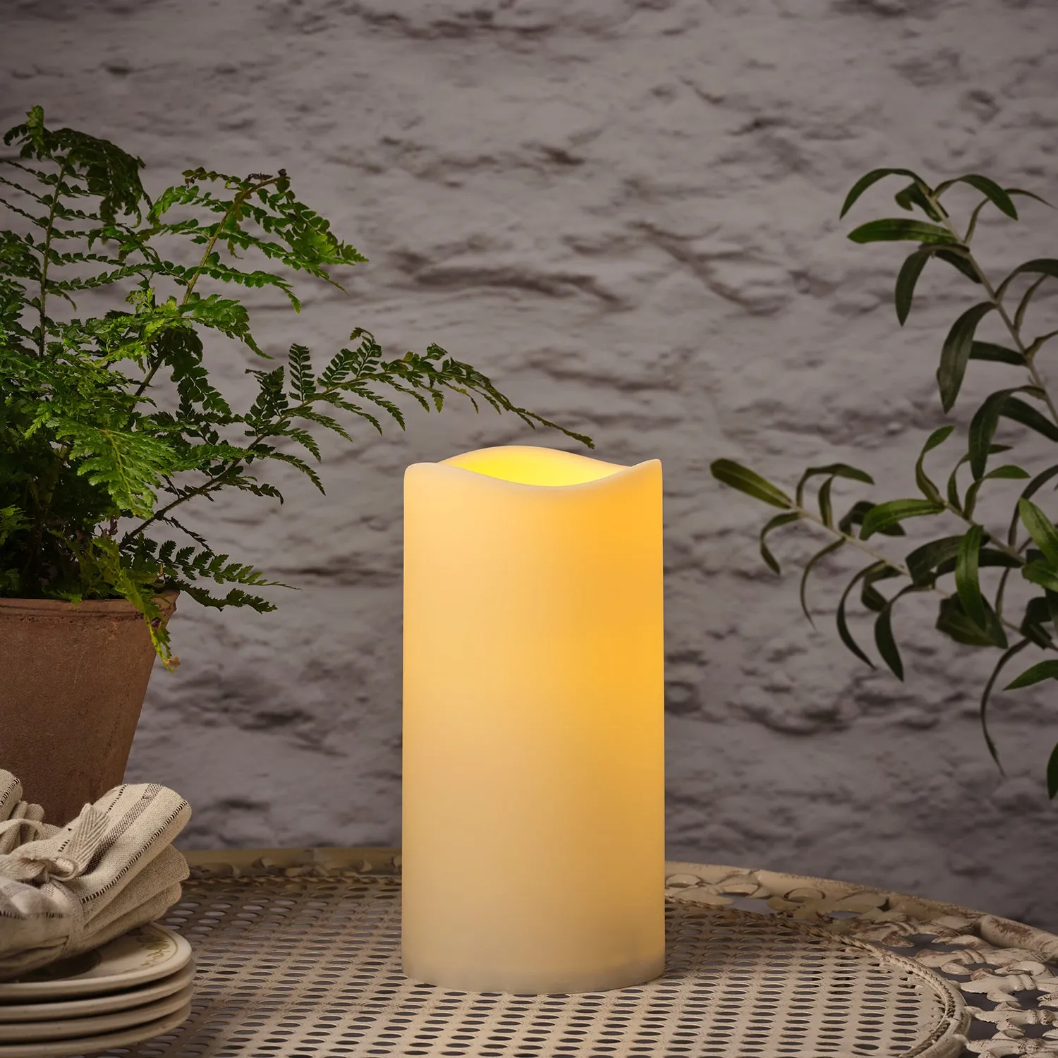 Large LED Candle with Timer - Cream, Wax Effect product