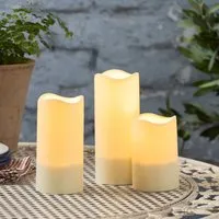 Solar Pillar Candle Trio - Warm White, LED alternate view