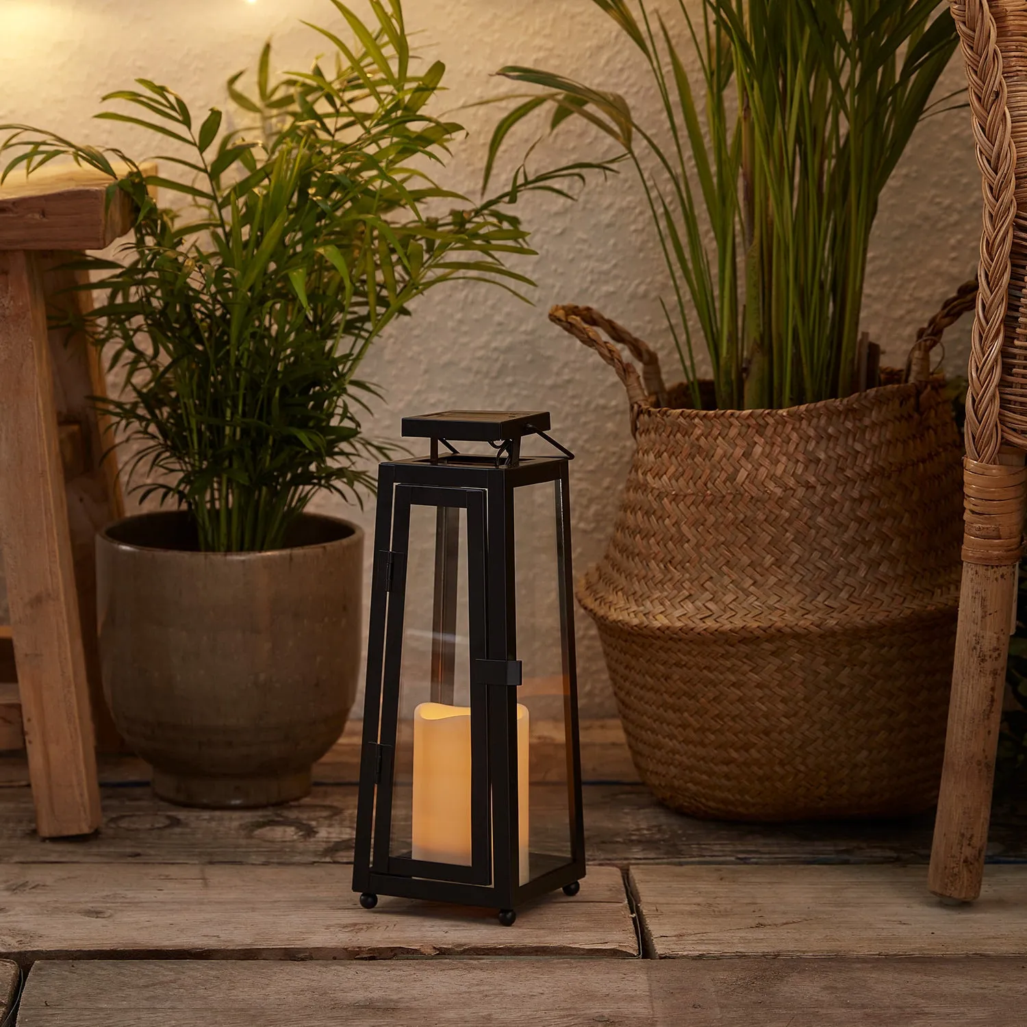 Solar Garden Lantern with Handle - Charcoal Metal product