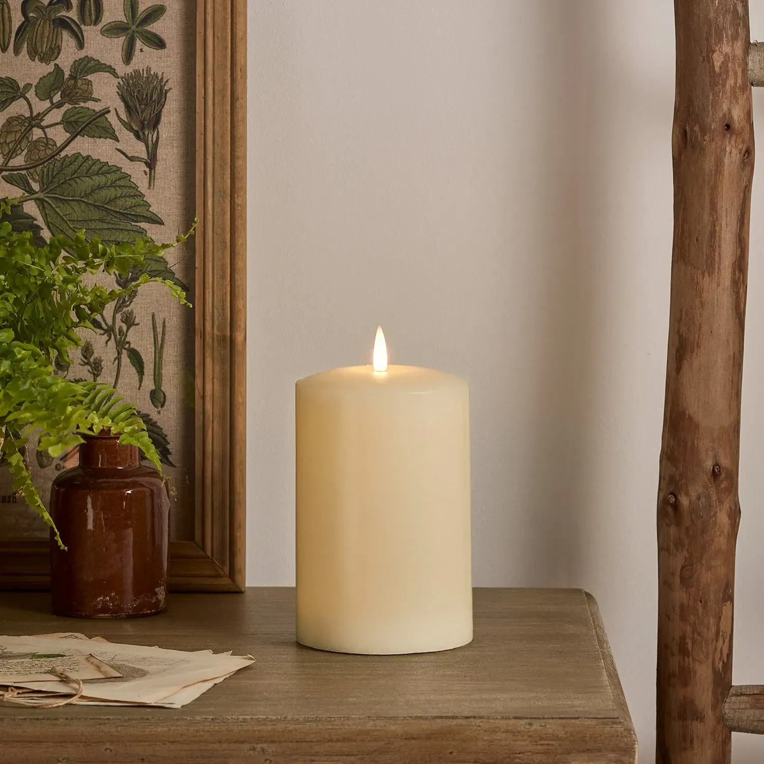 TruGlow 15cm LED Chapel Candle with Remote - Ivory, Wax product