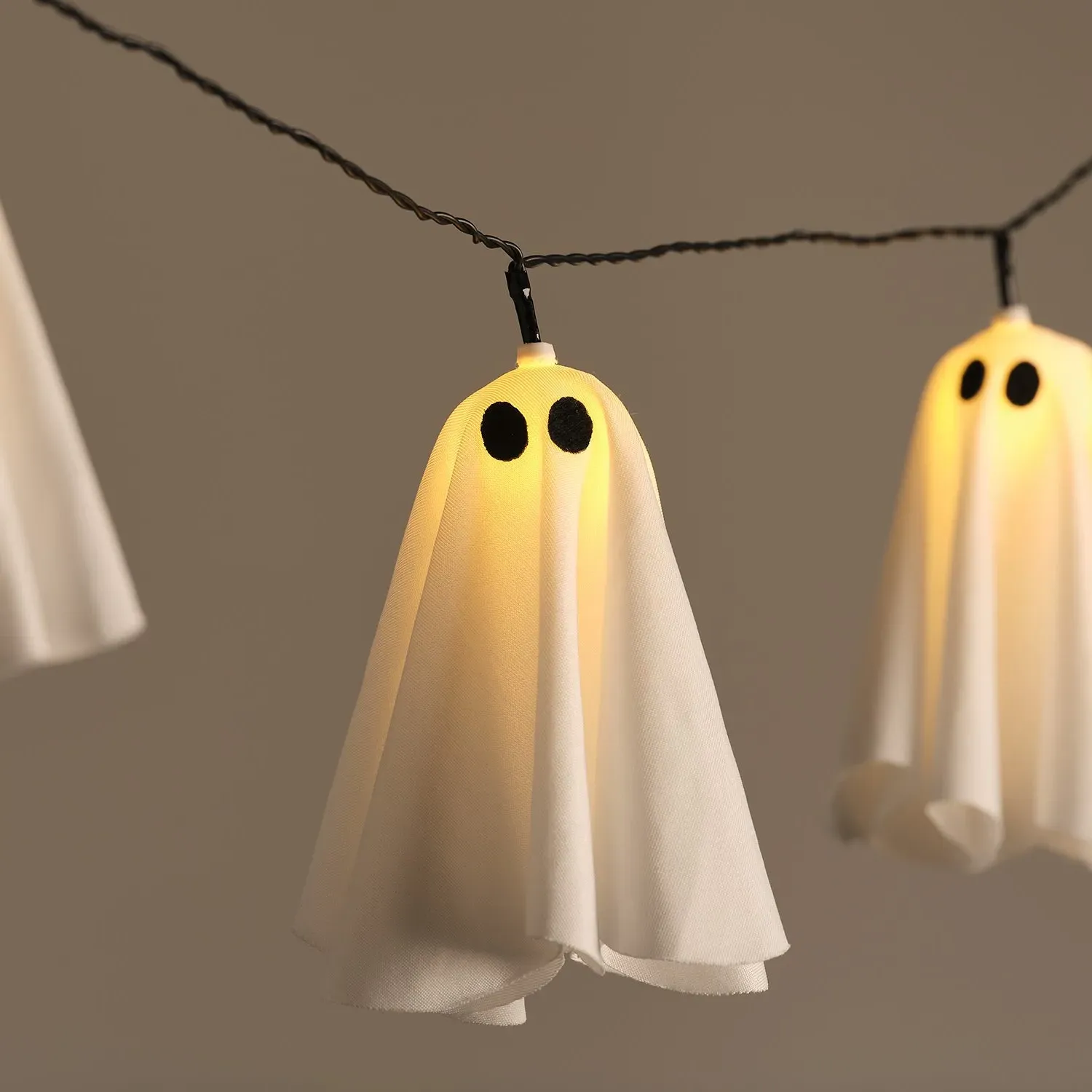10 Ghost LED Outdoor Halloween String Lights - Warm White alternate view