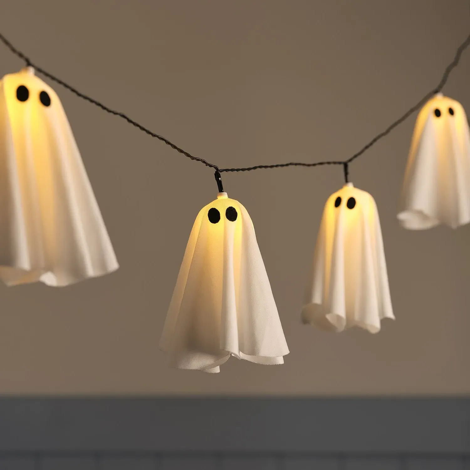 10 Ghost LED Outdoor Halloween String Lights - Warm White product