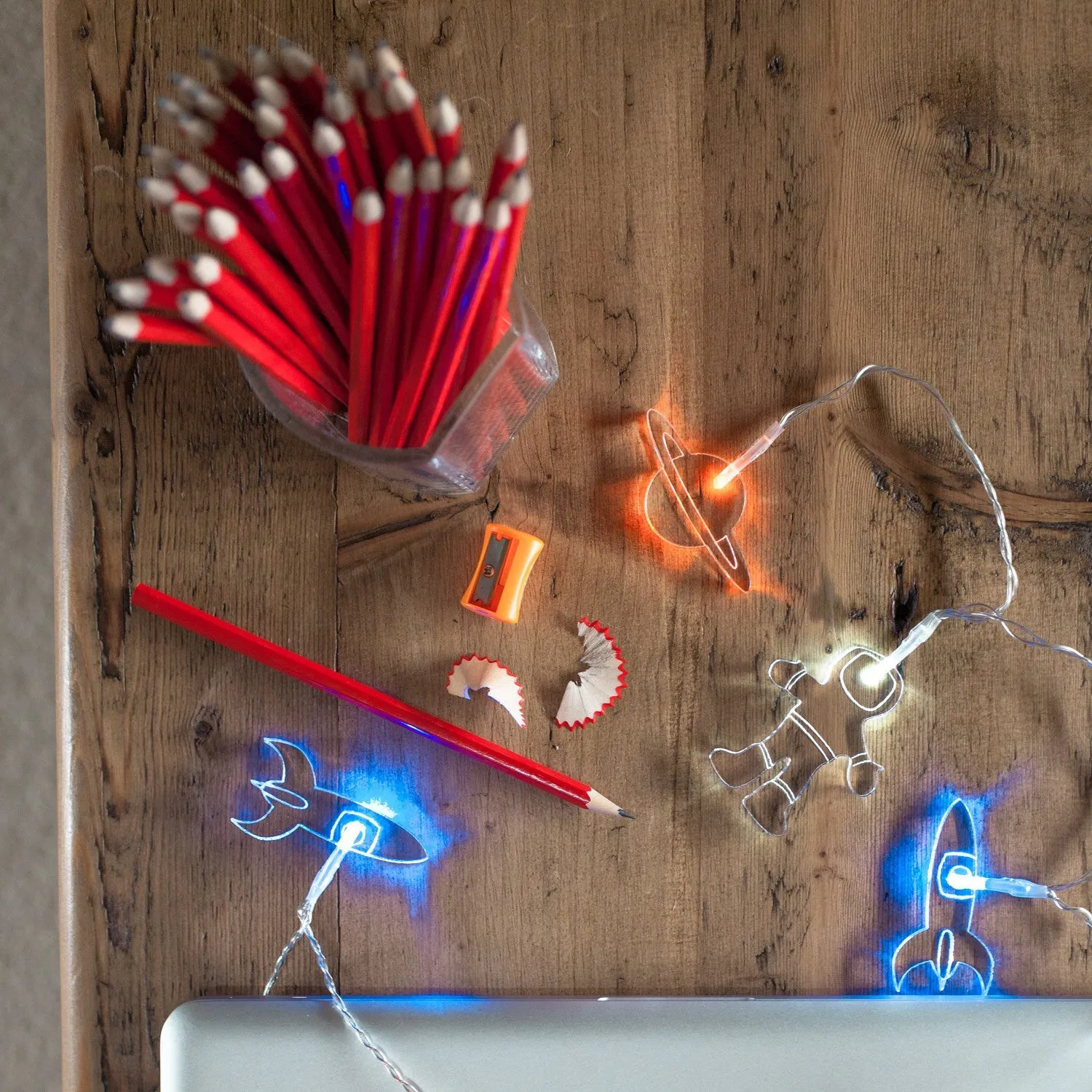 12 LED Lunar Spaceman Battery String Lights - Multi Coloured alternate view