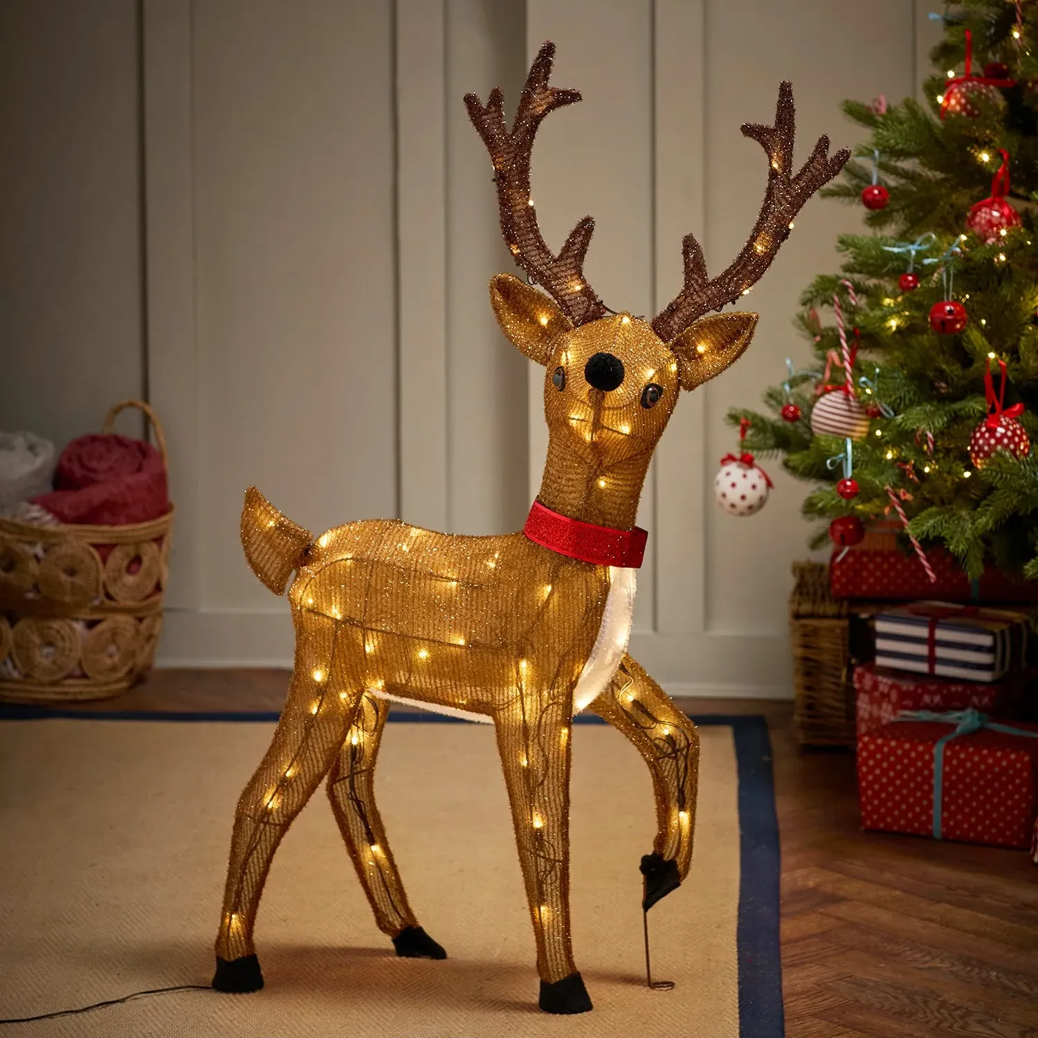 1m Reindeer Battery Operated Light Up Christmas Figure - Warm White alternate view