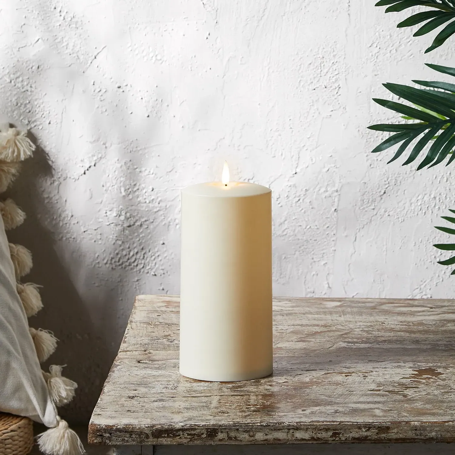 20cm TruGlow Waterproof Outdoor Pillar LED Candle - Warm White, Wax product
