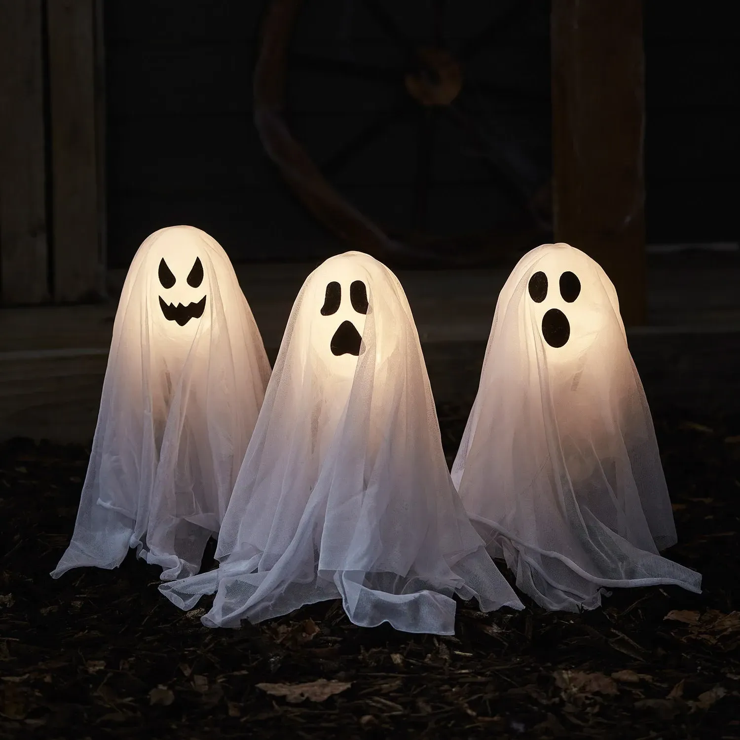 3 Ghost Garden Stake Lights - Warm White product