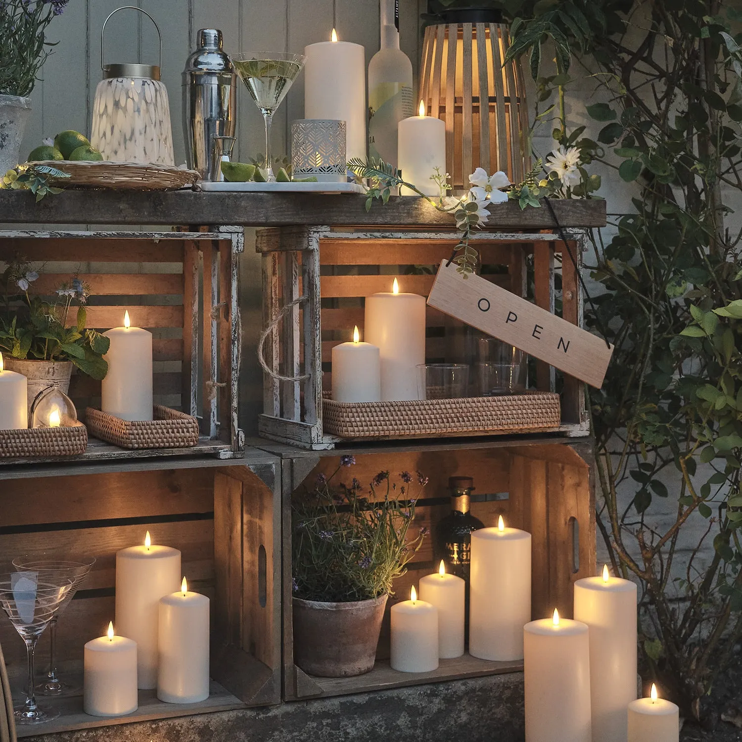 3-Piece Outdoor Candle Set with Timer - Warm White alternate view