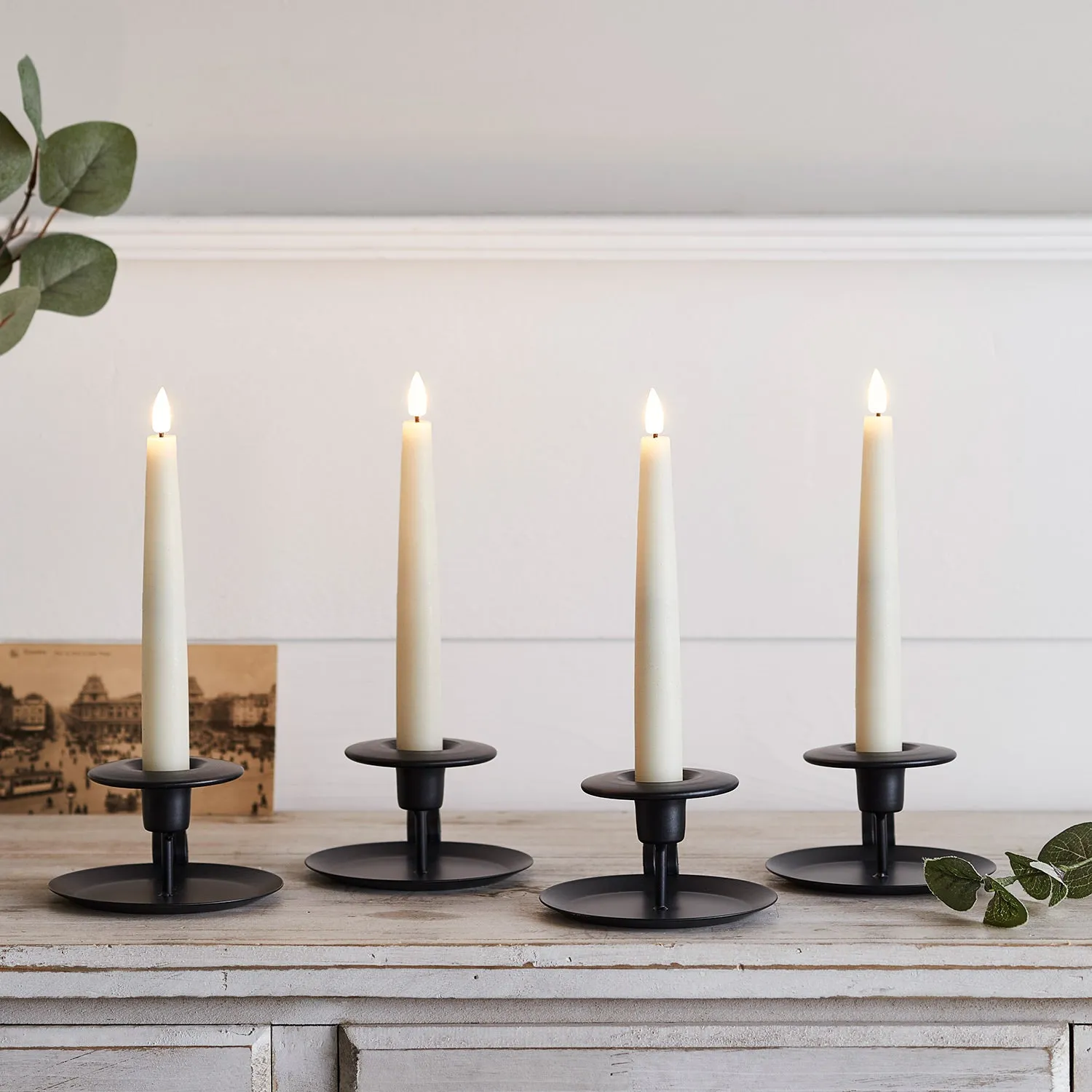 4-Pack TruGlow Short LED Taper Candles Remote - Ivory, Wax product