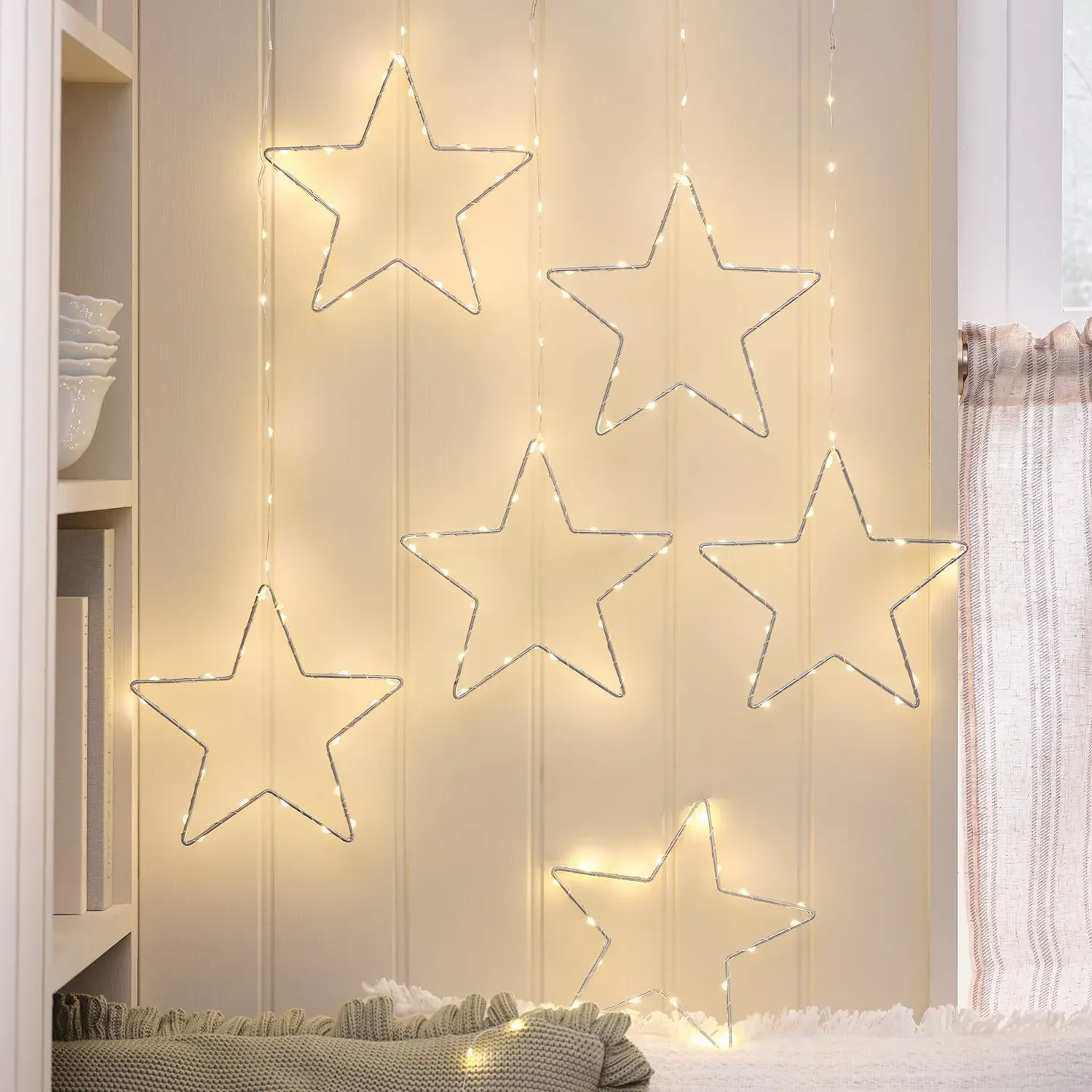 6-Pack Star String Lights - Silver, Metal Wire product