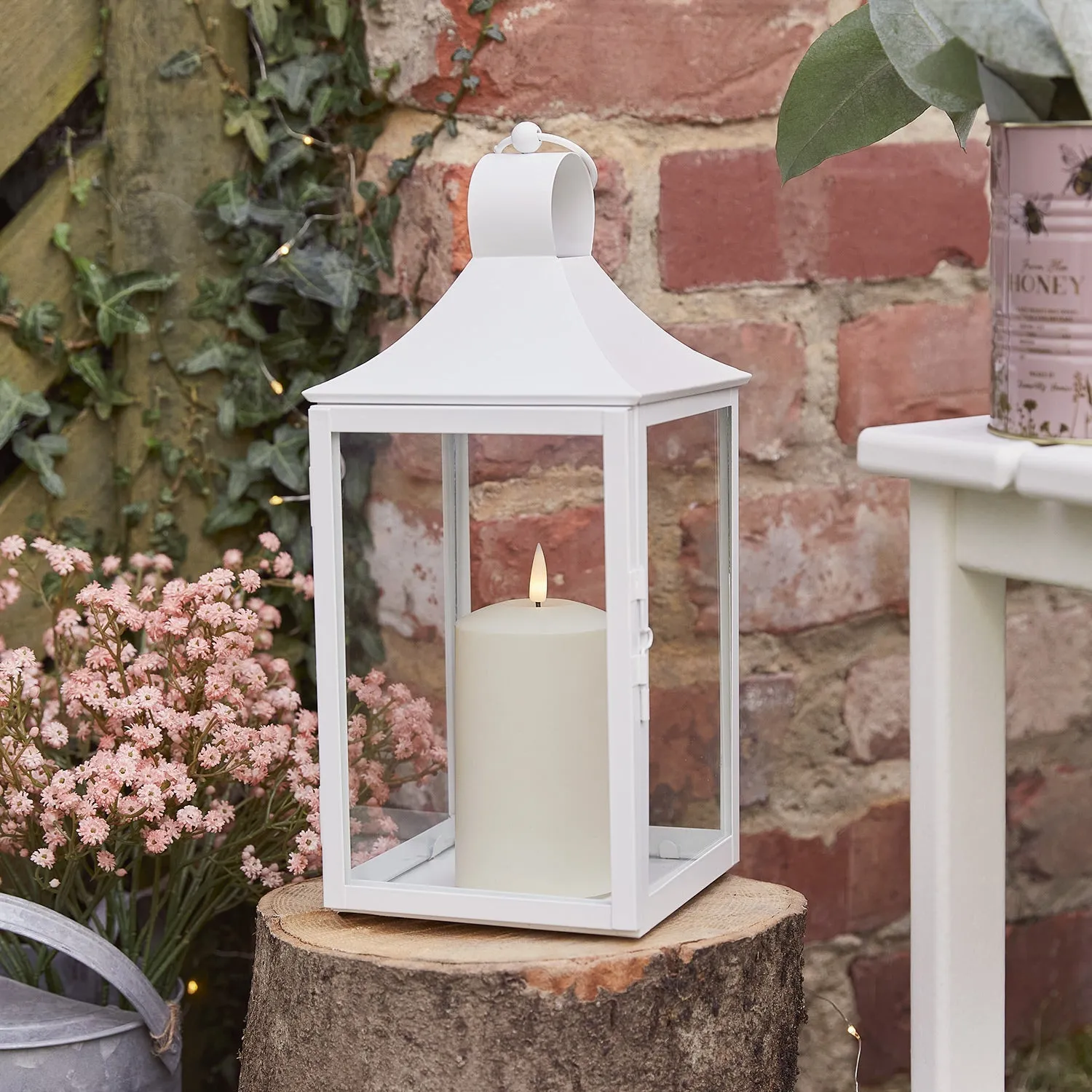 Albury Garden Lantern with TruGlow Candle - White product