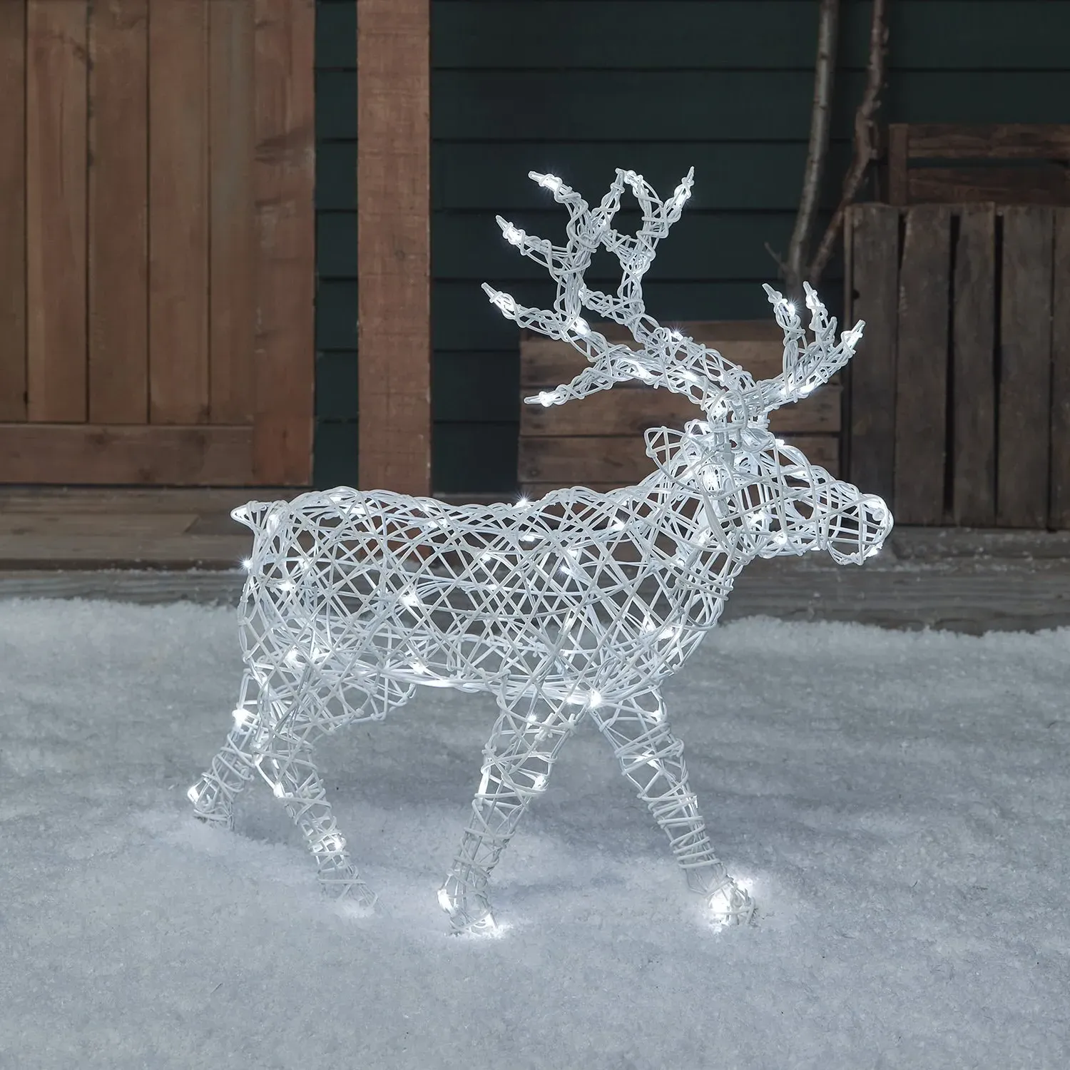Arkendale Dual LED Battery Outdoor Reindeer - White, Rattan alternate view