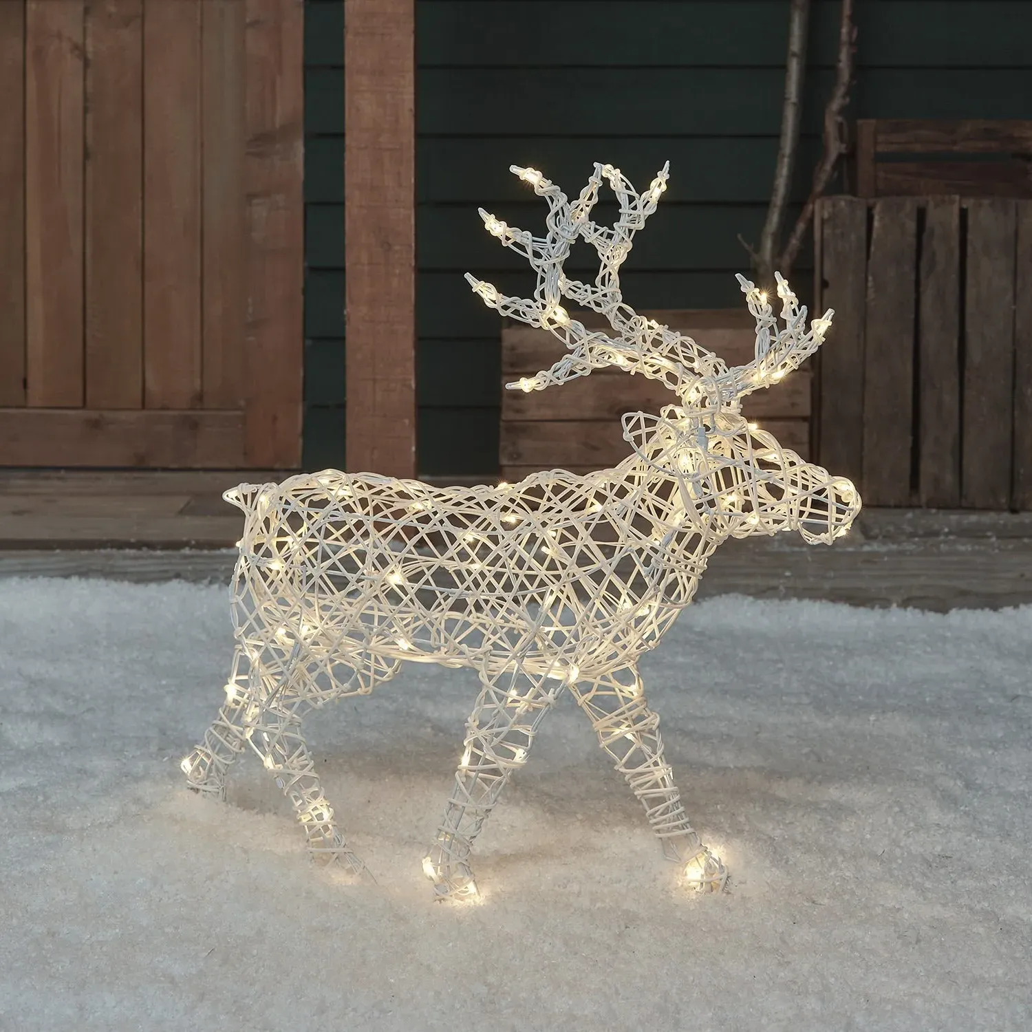 Arkendale Dual LED Battery Outdoor Reindeer - White, Rattan product