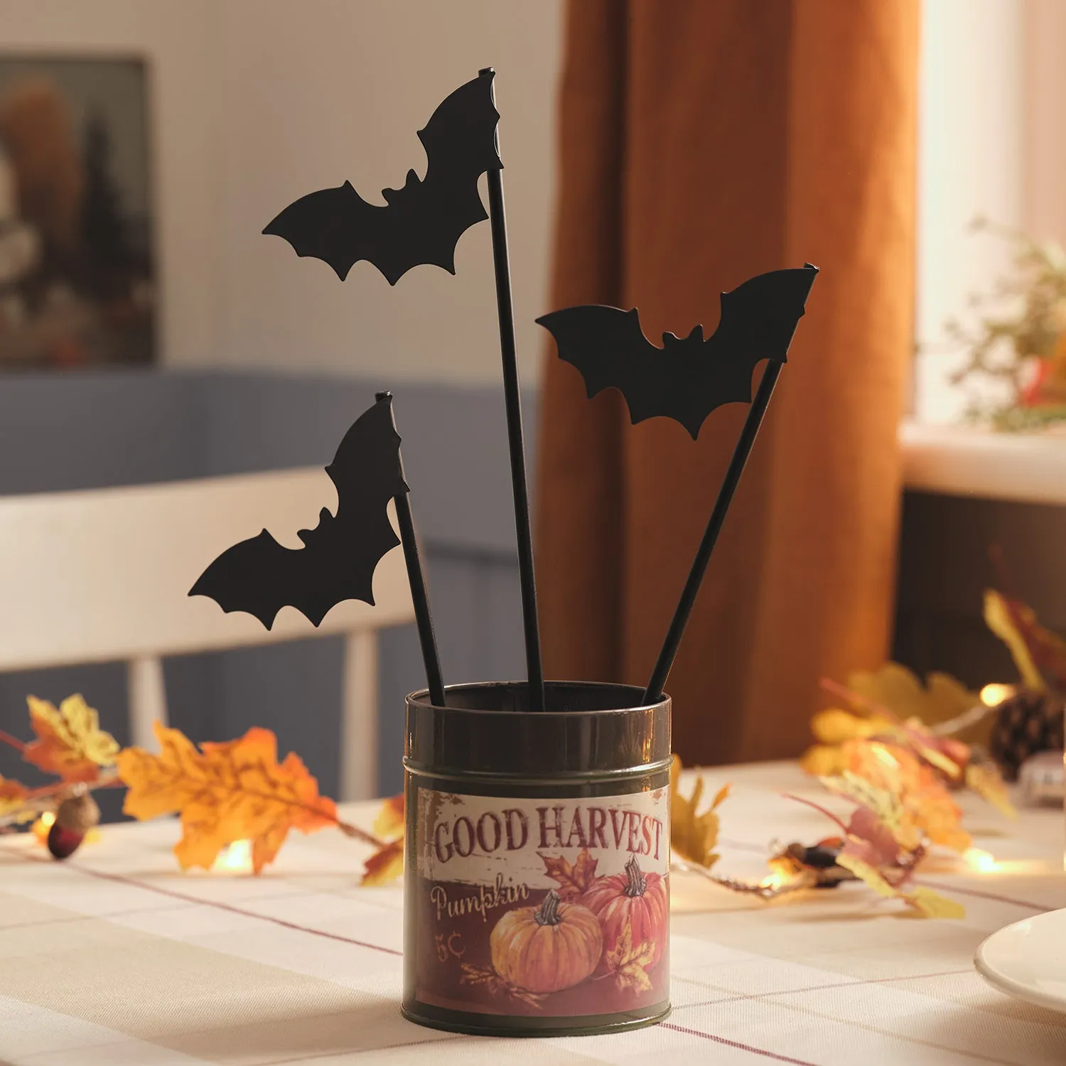 Black Bat Halloween Pick Decorations - Set of 3 alternate view