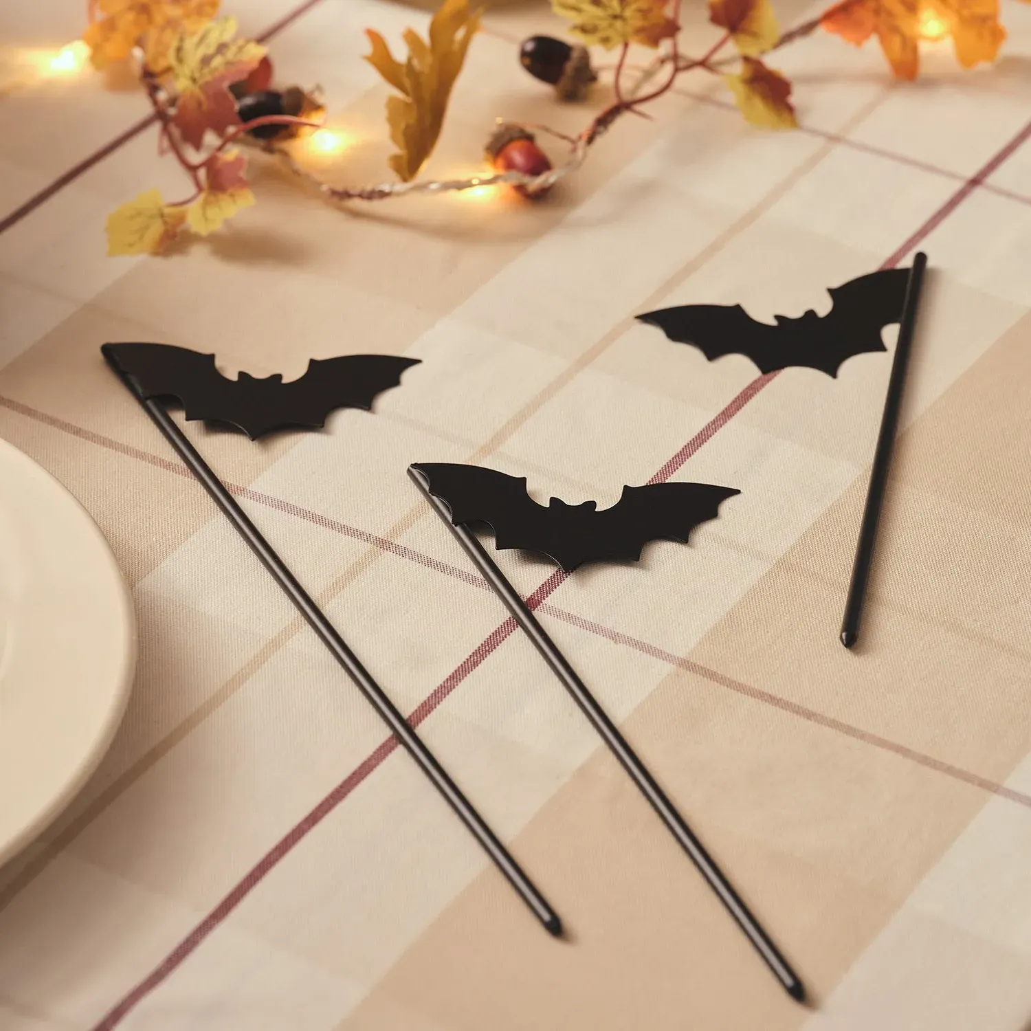 Black Bat Halloween Pick Decorations - Set of 3 product