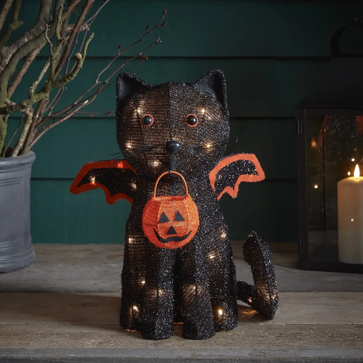 Black Cat Halloween Light-Up Decoration - Warm White alternate view