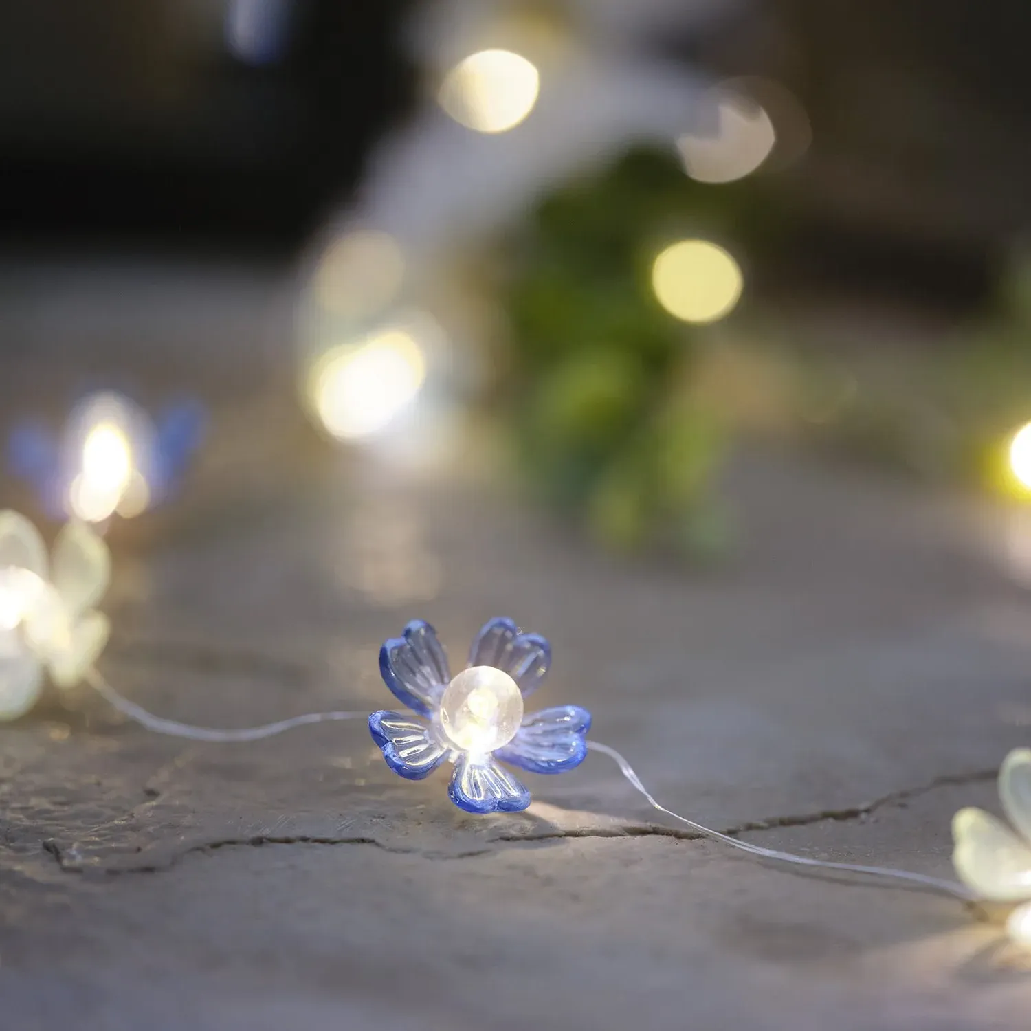 Blue Haze Flower Outdoor Battery Micro Lights - Warm White alternate view
