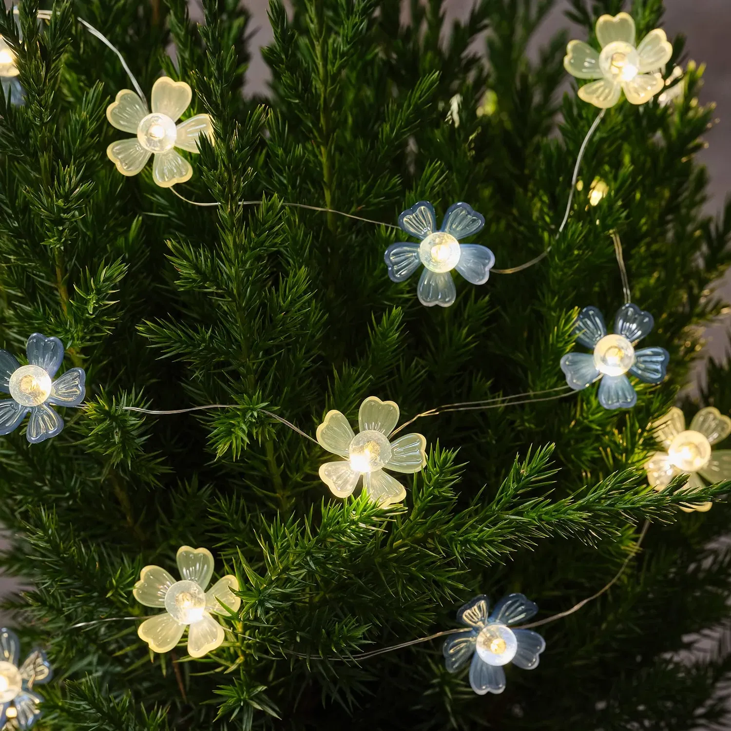 Blue Haze Flower Outdoor Battery Micro Lights - Warm White product