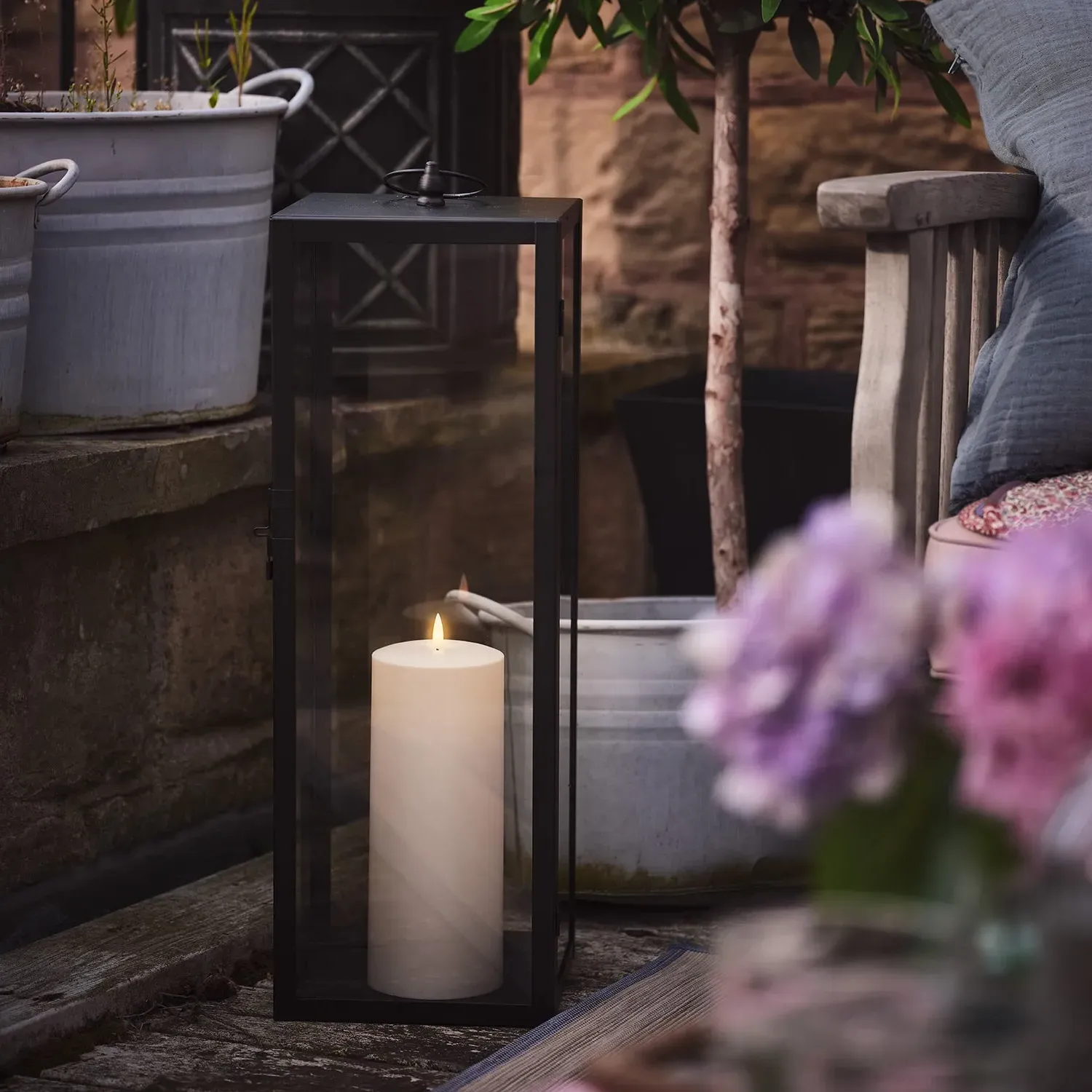 Bowen Extra Large Garden Lantern with TruGlow® Candle - Black alternate view