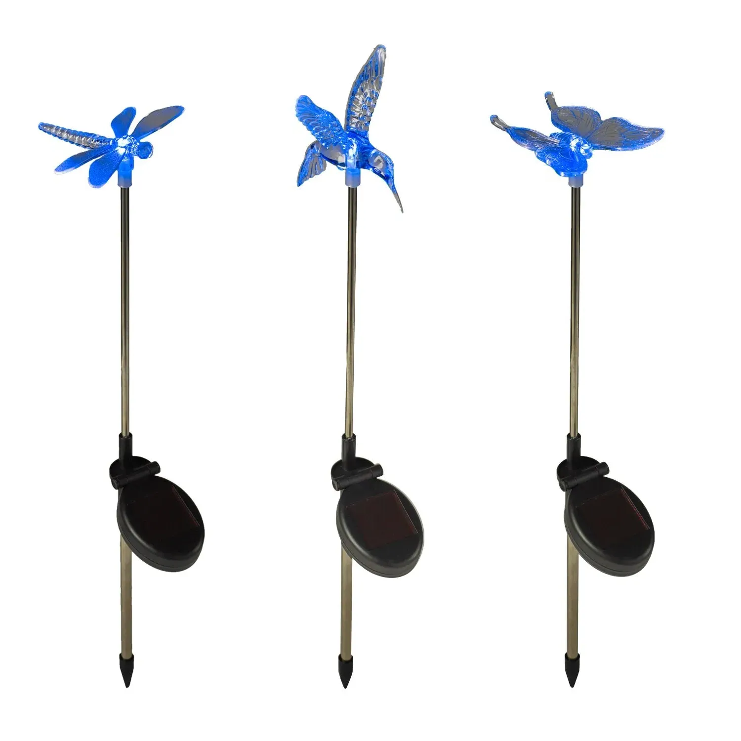 Butterfly, Dragonfly & Hummingbird Solar Garden Stakes - Multicolour alternate view