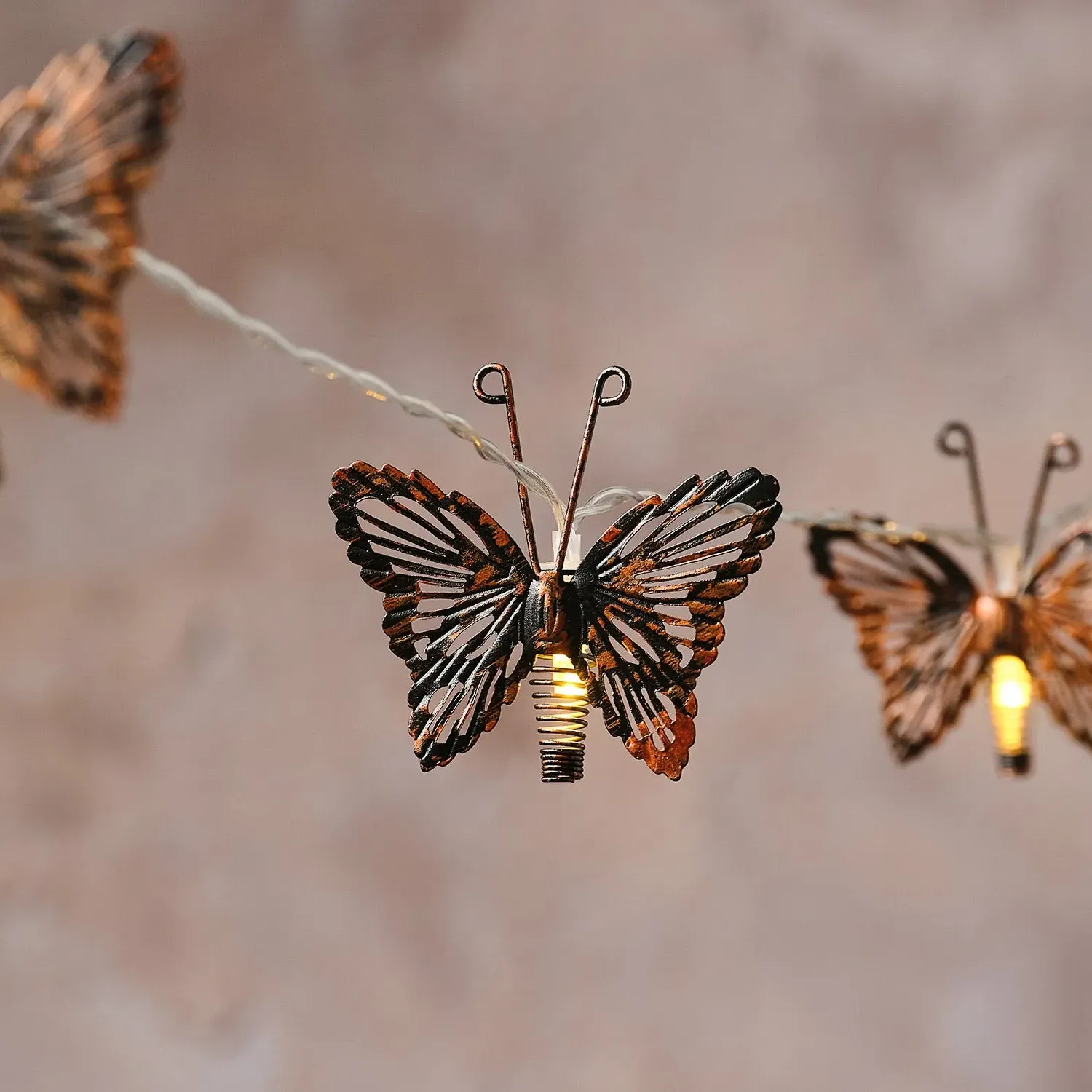 Butterfly Solar Fairy Lights, Set of 10 - Warm White, Copper Metal alternate view