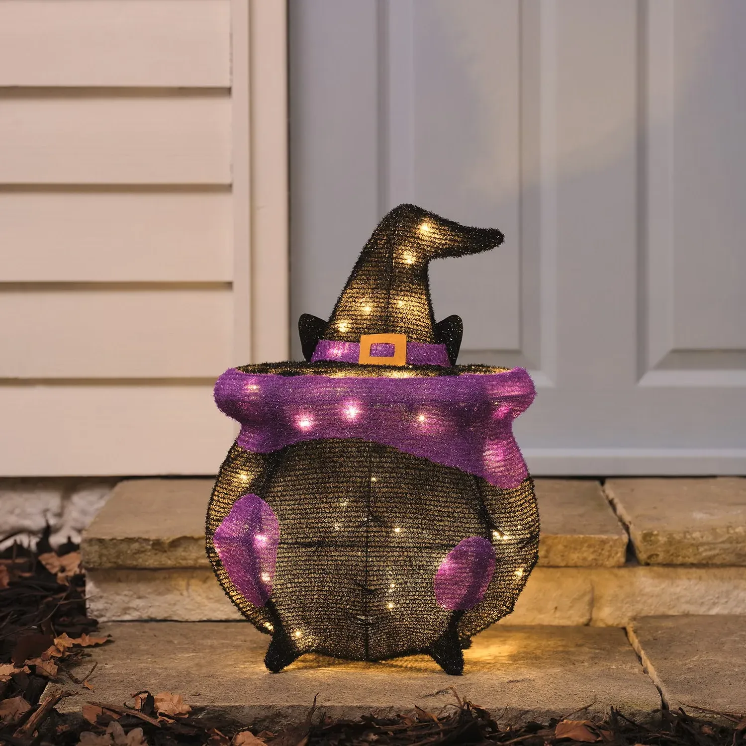 Cauldron Cat Outdoor LED Halloween Figure - Warm White alternate view