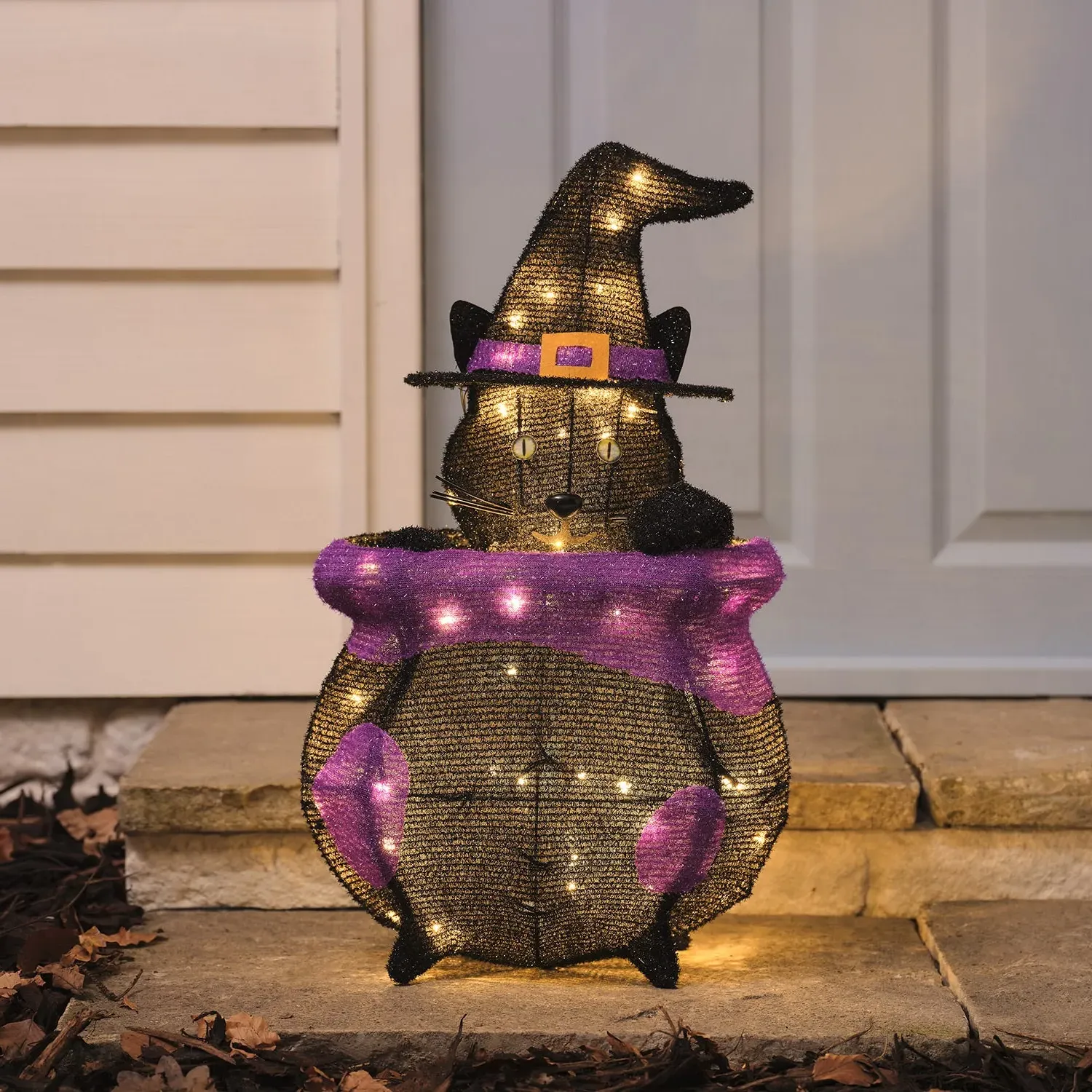 Cauldron Cat Outdoor LED Halloween Figure - Warm White product