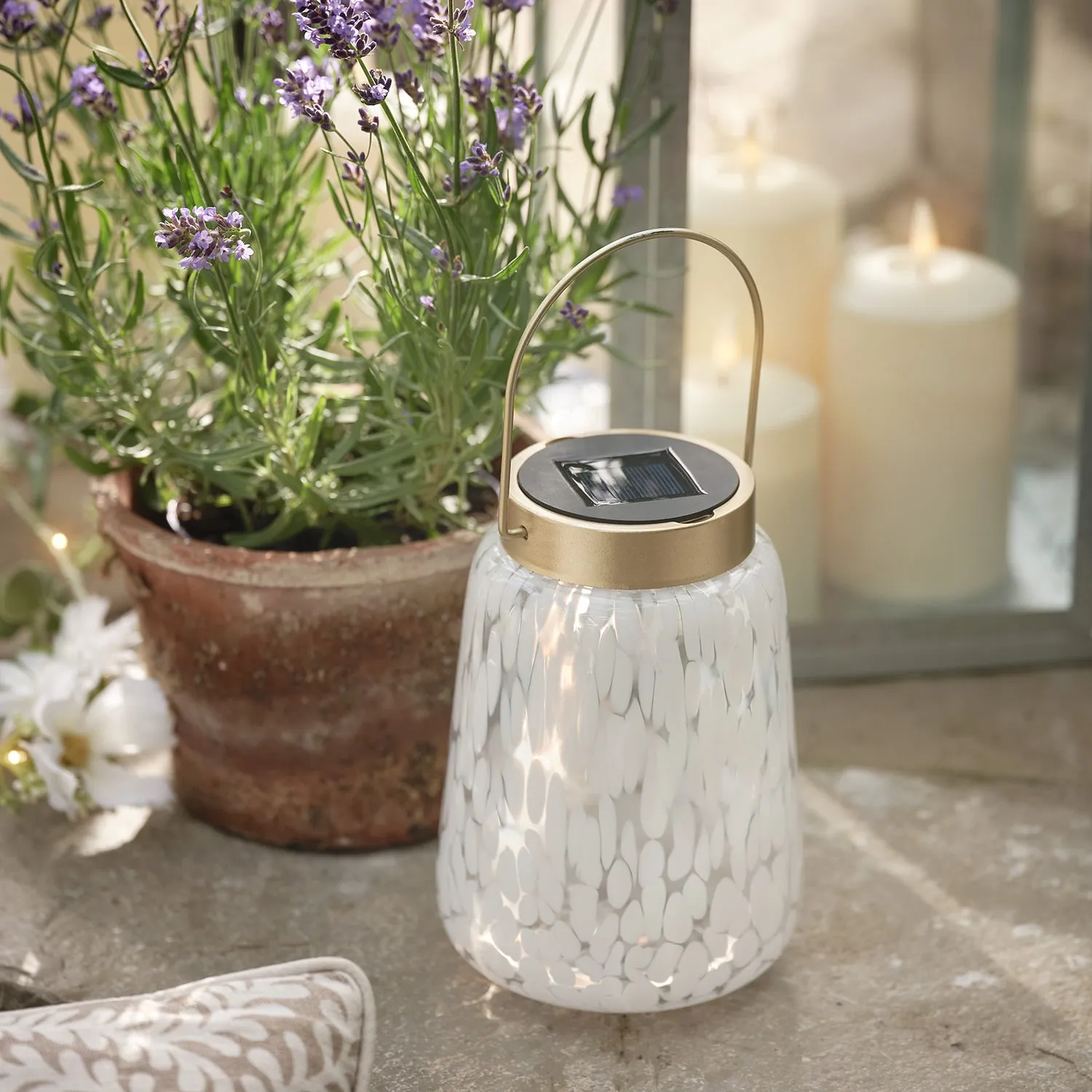 Confetti Glass Solar Lantern - Warm White alternate view