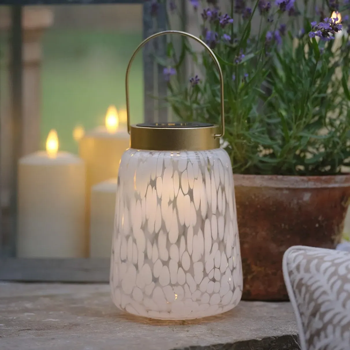 Confetti Glass Solar Lantern - Warm White product