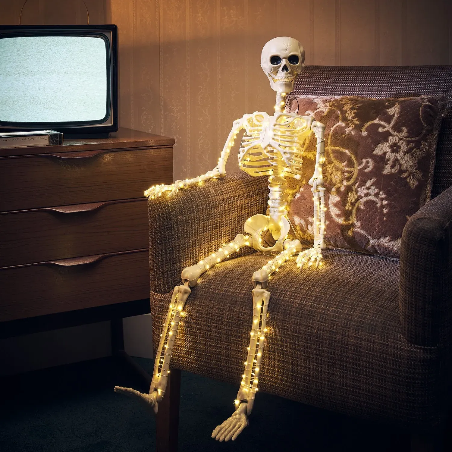 Damien Skeleton LED Halloween Decoration - Warm White, Plastic product