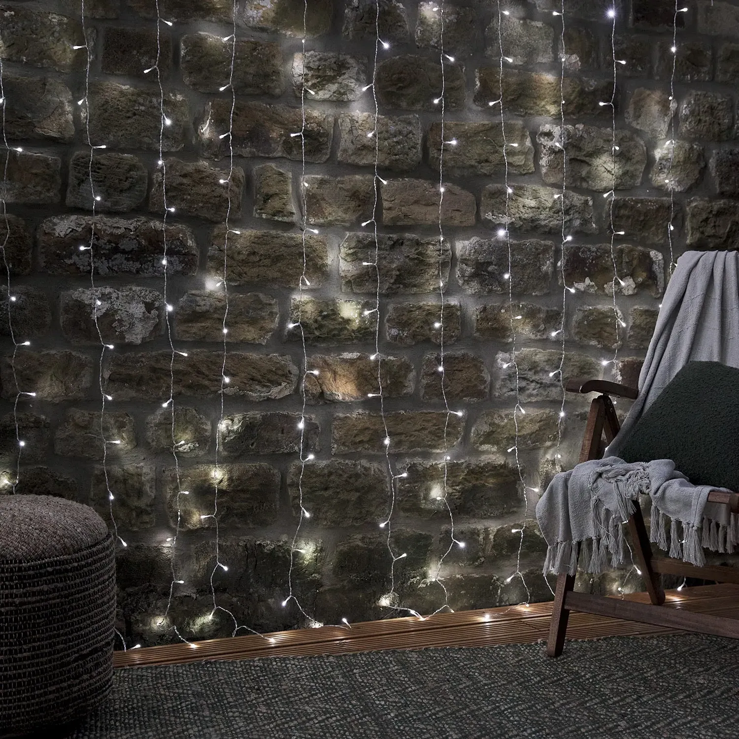 Dual Colour LED Curtain Lights with Remote Control - Warm White, White alternate view