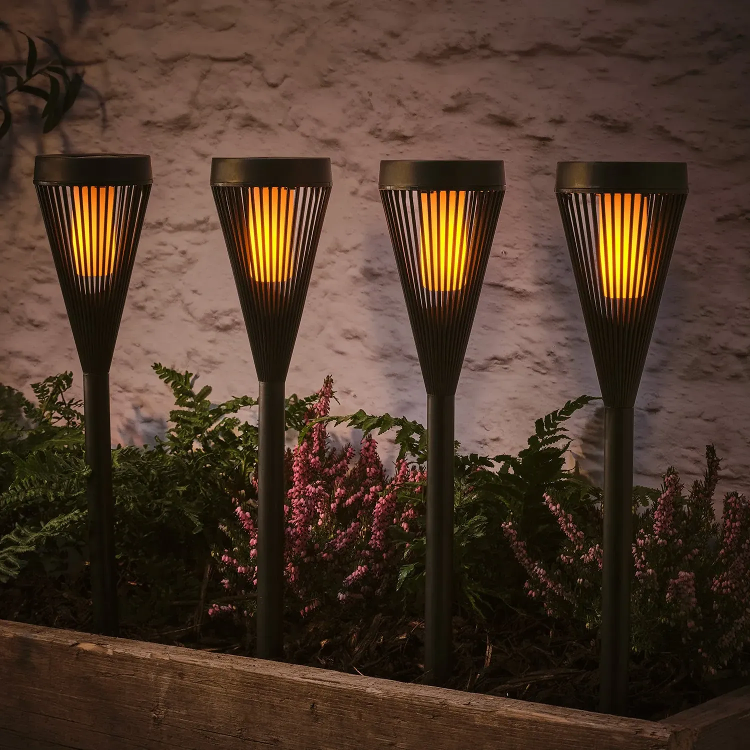 Flickering Flame Solar Torches Set of 4 - Black product